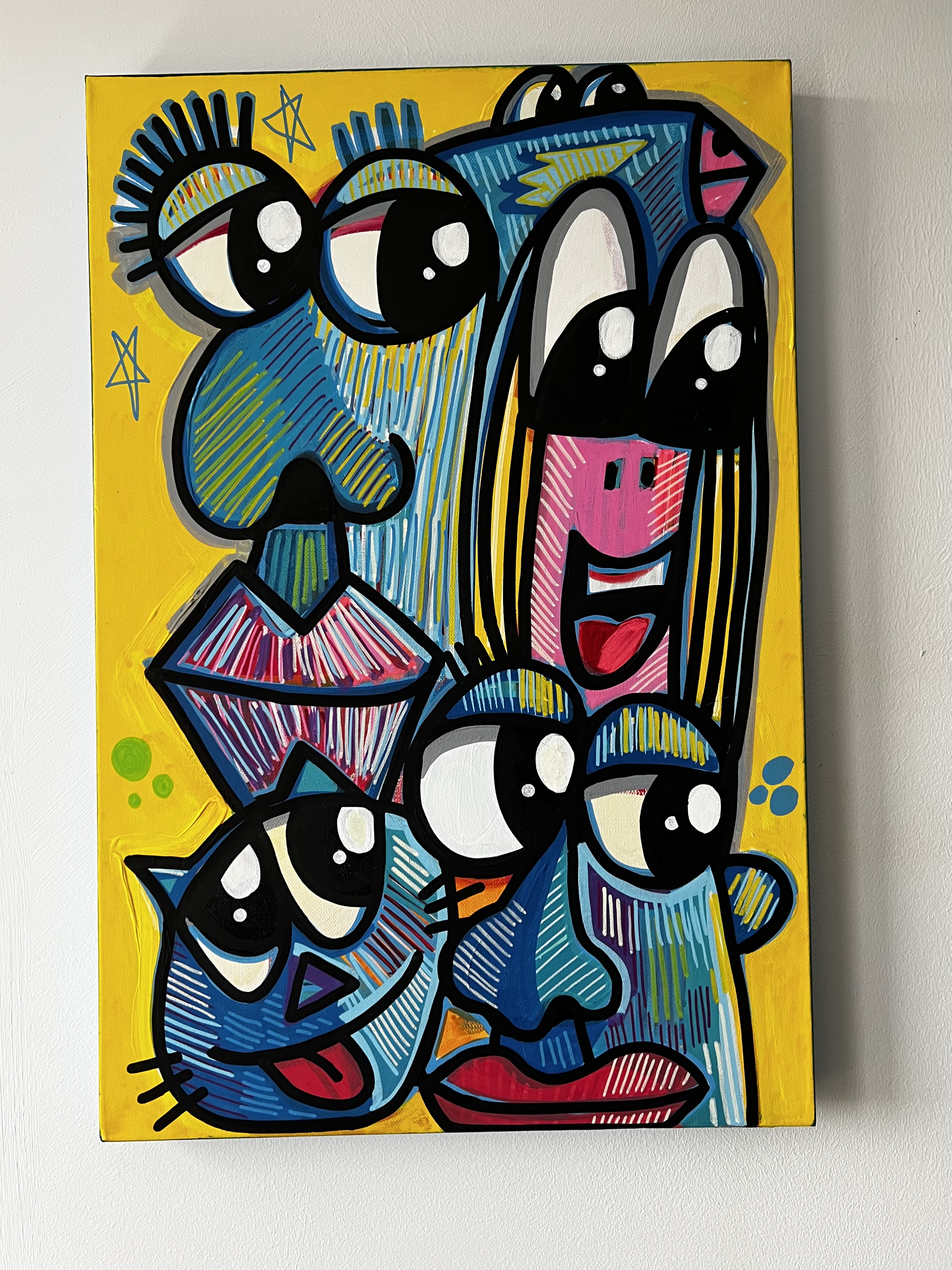 Tableau contemporain couleur dominante jaune