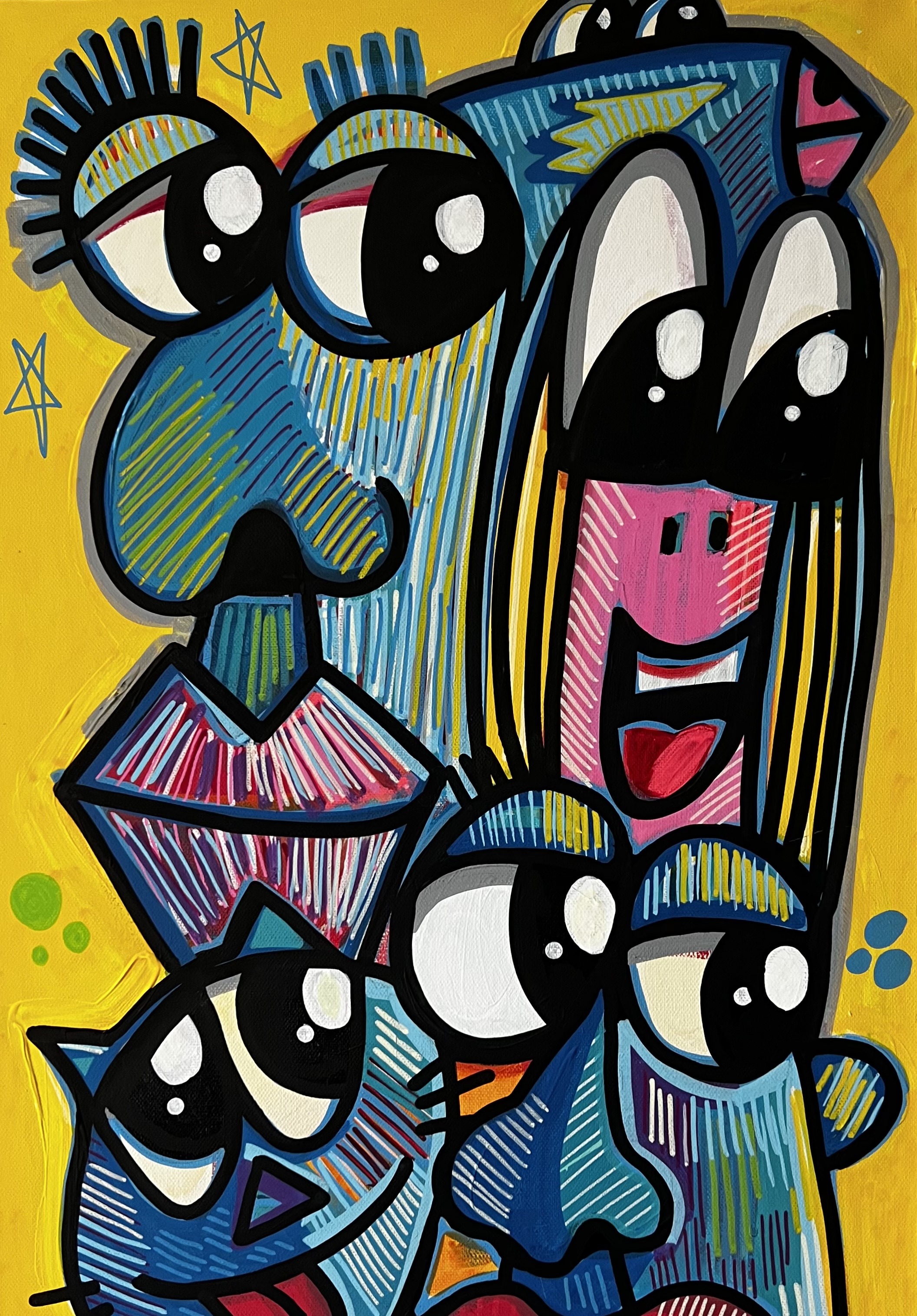 Tableau contemporain couleur dominante jaune