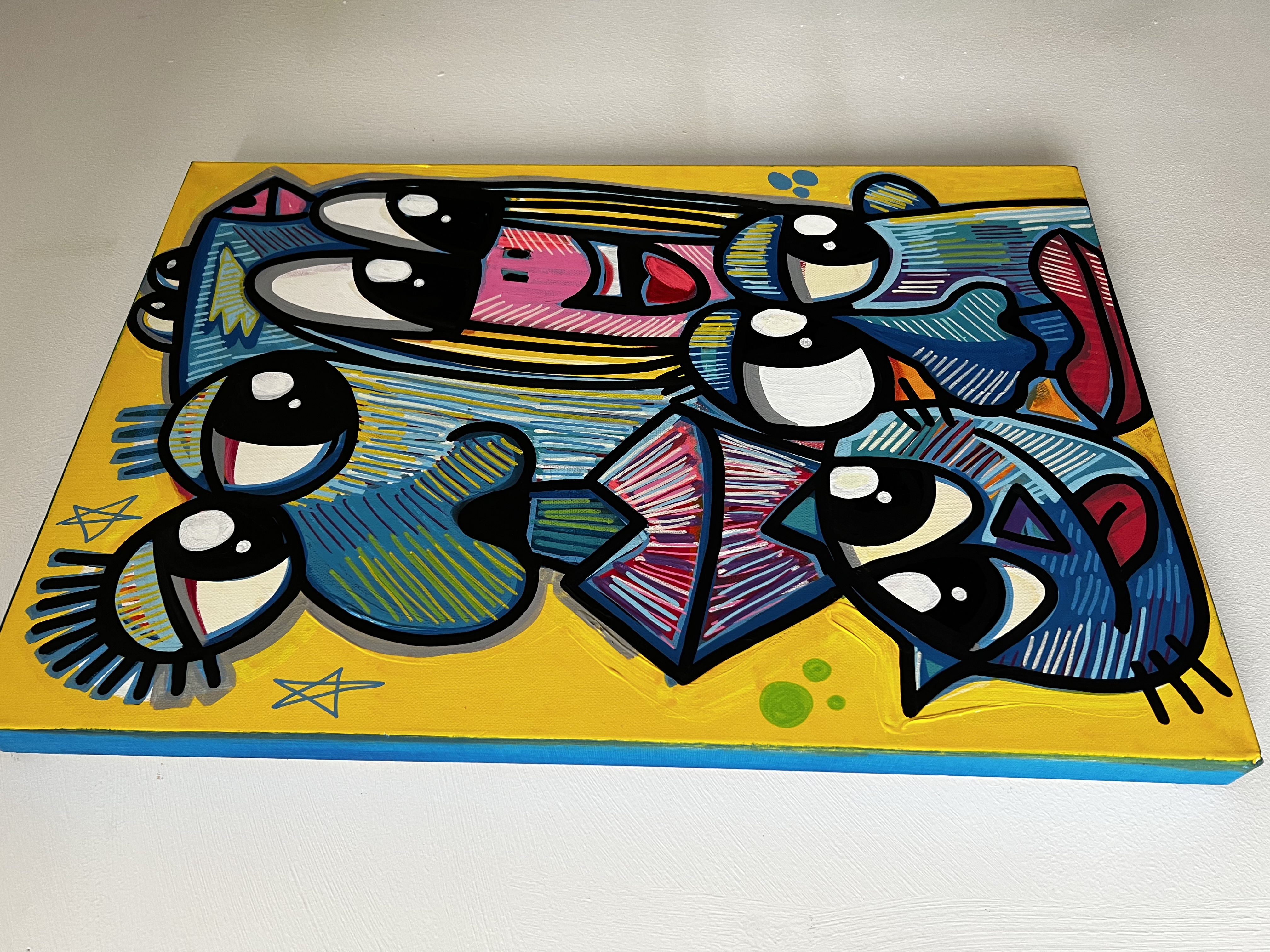 Tableau contemporain couleur dominante jaune