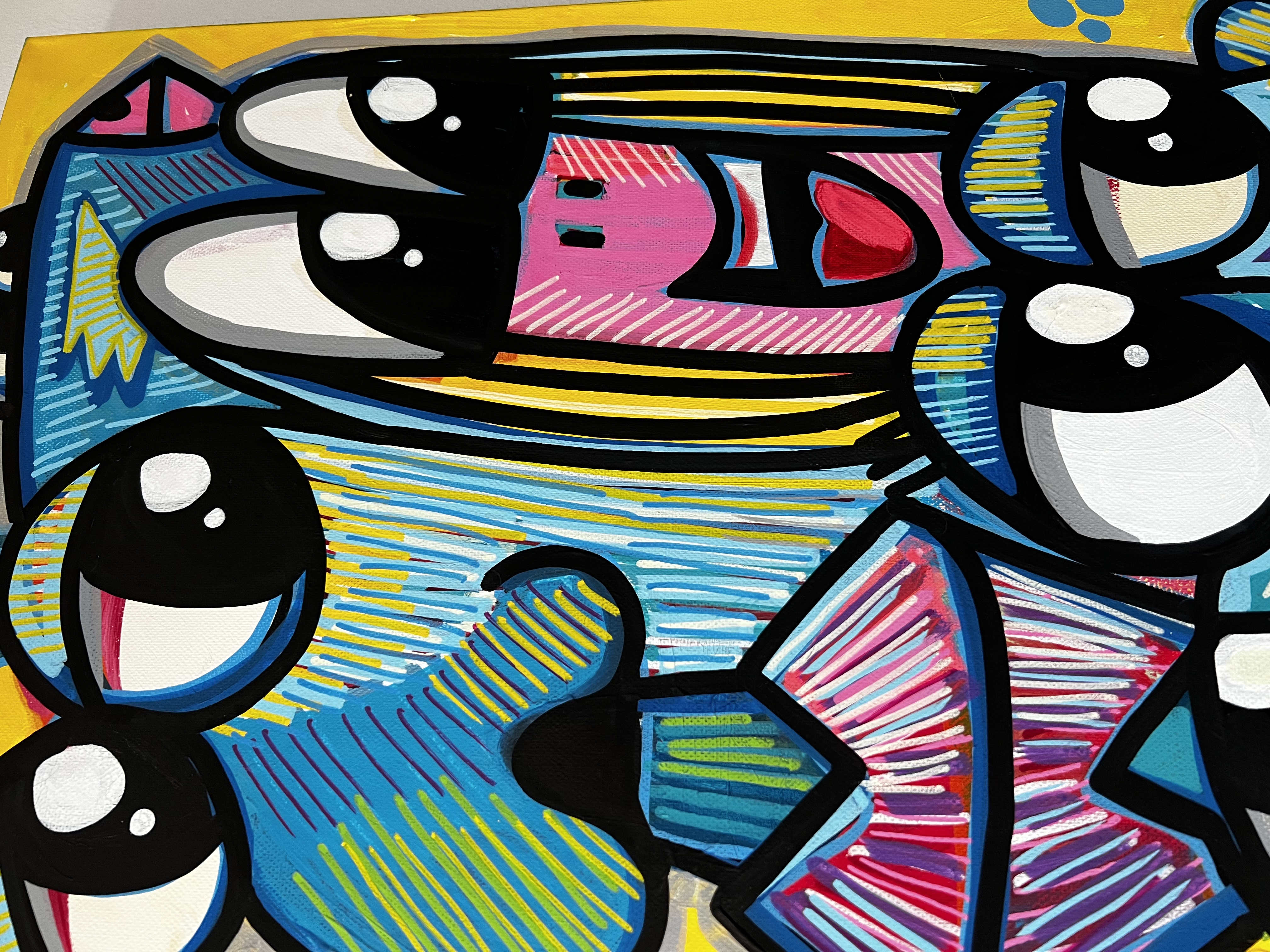 Tableau contemporain couleur dominante jaune