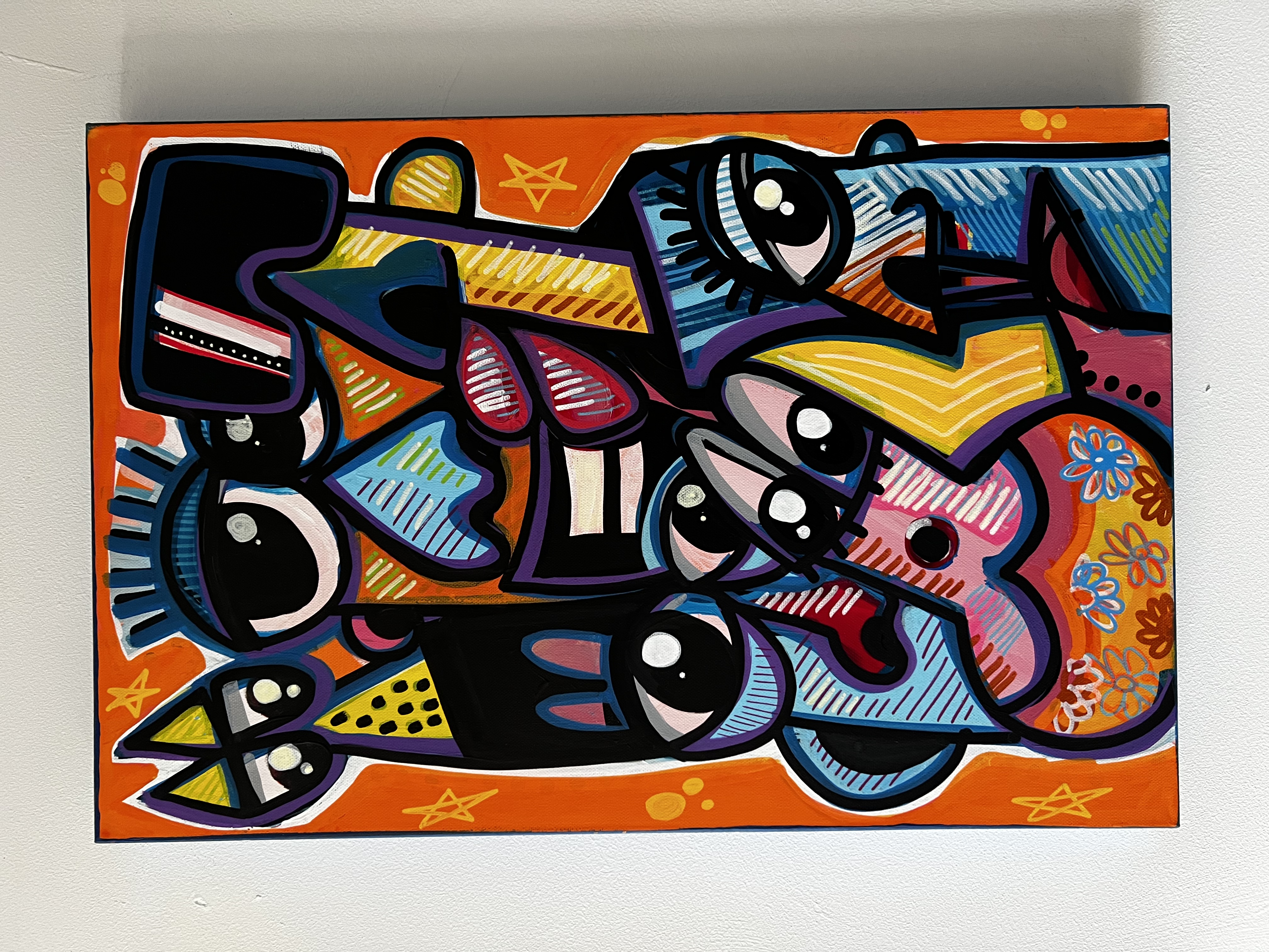 Tableau contemporain couleur dominante orange