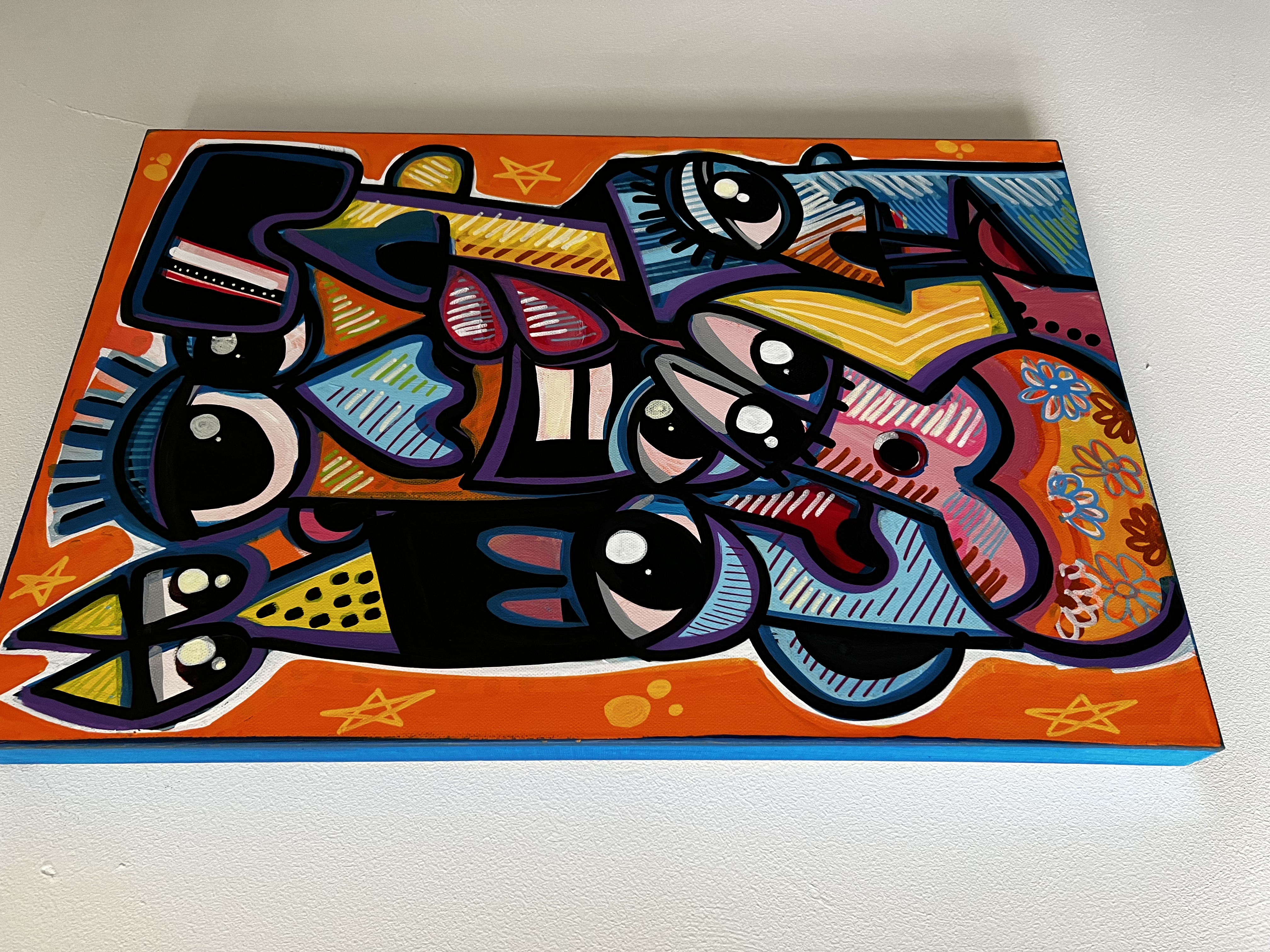 Tableau contemporain couleur dominante orange