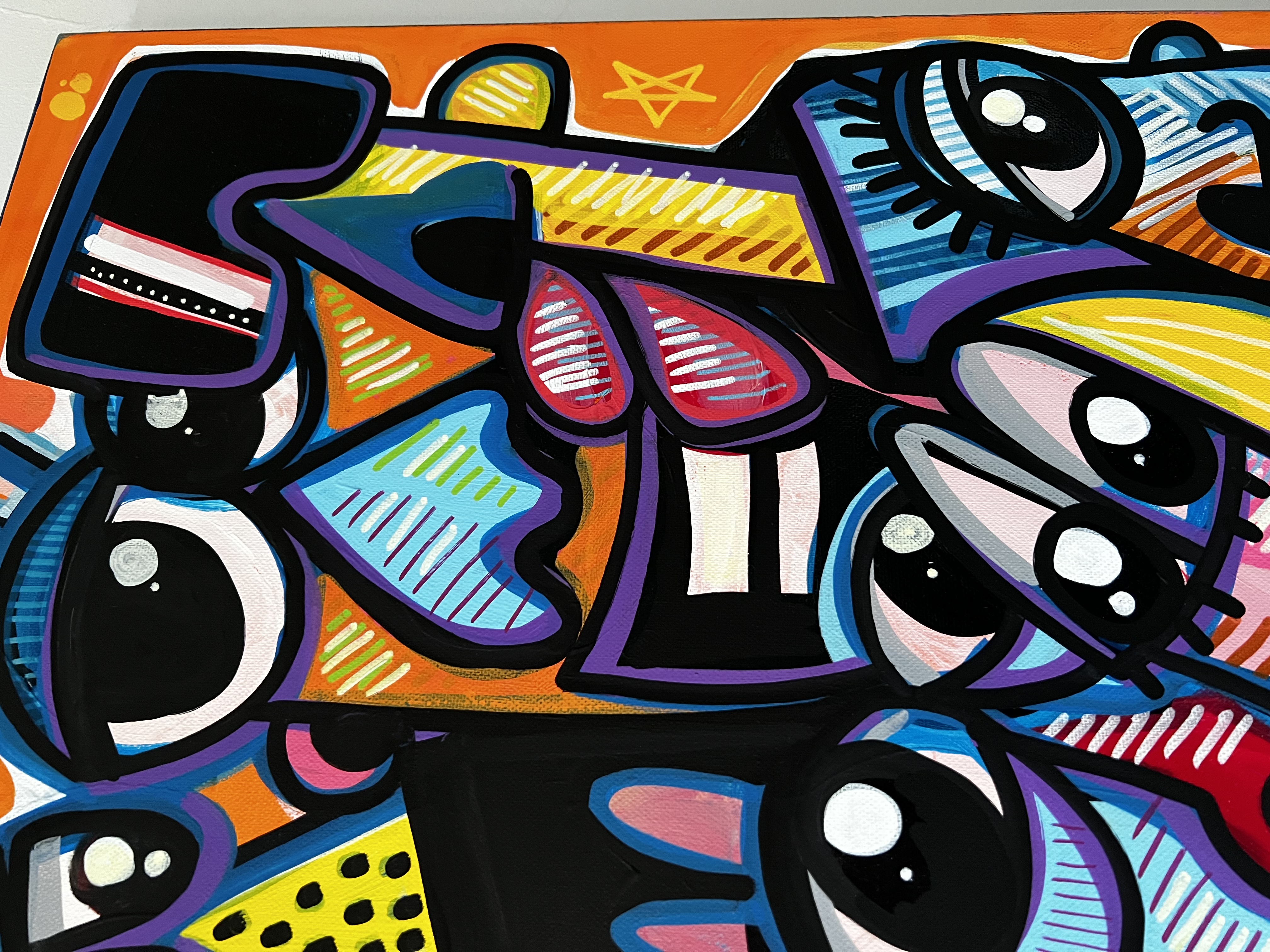 Tableau contemporain couleur dominante orange