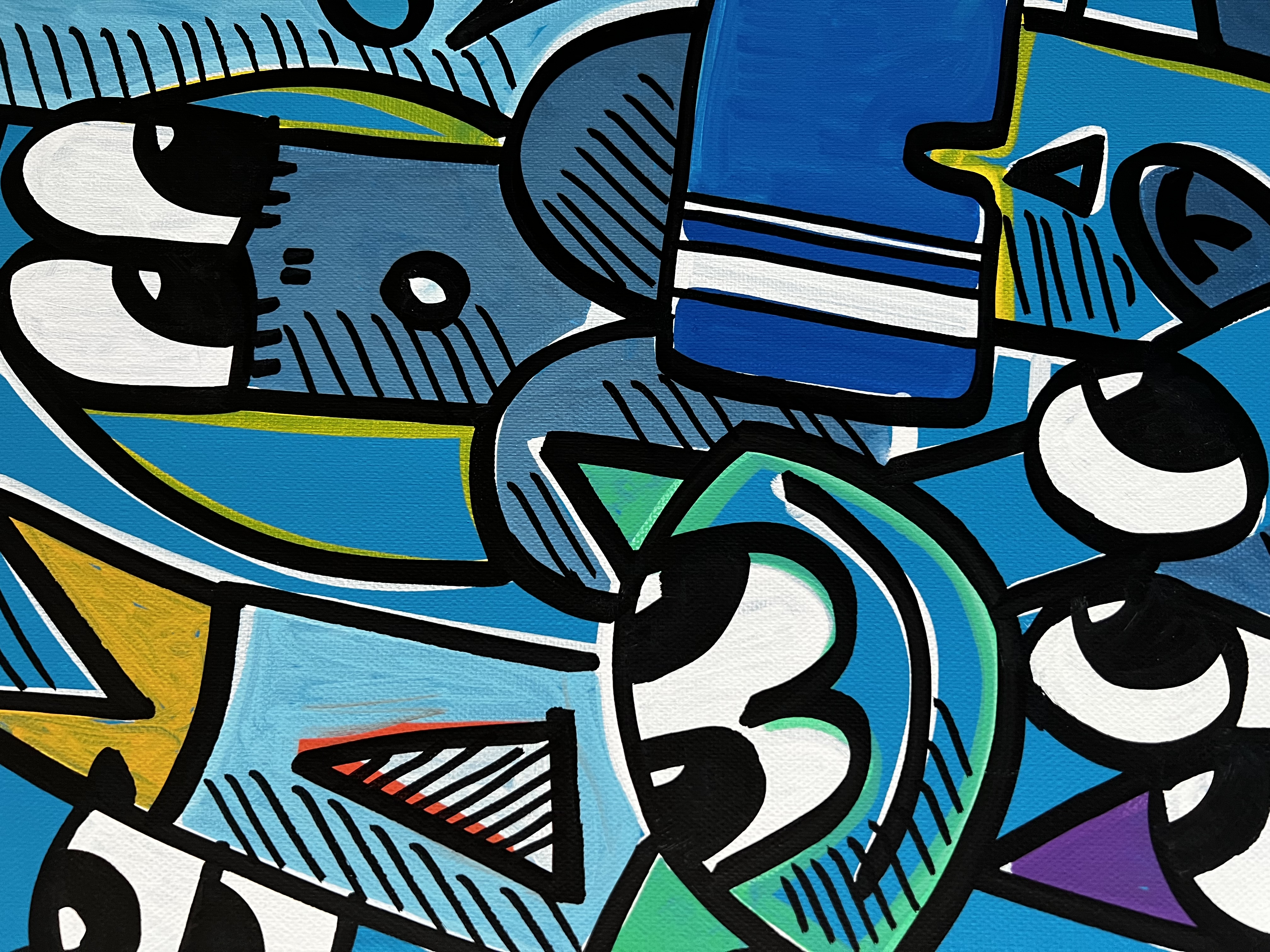 Tableau contemporain couleur dominante bleu