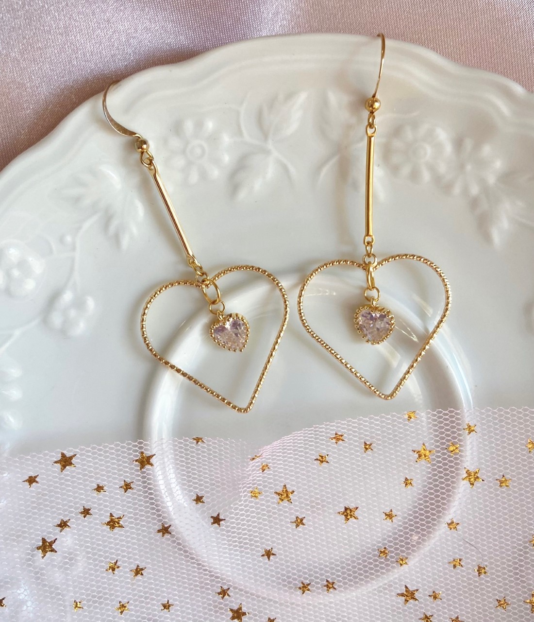 Boucles d'oreilles coeur de diamant