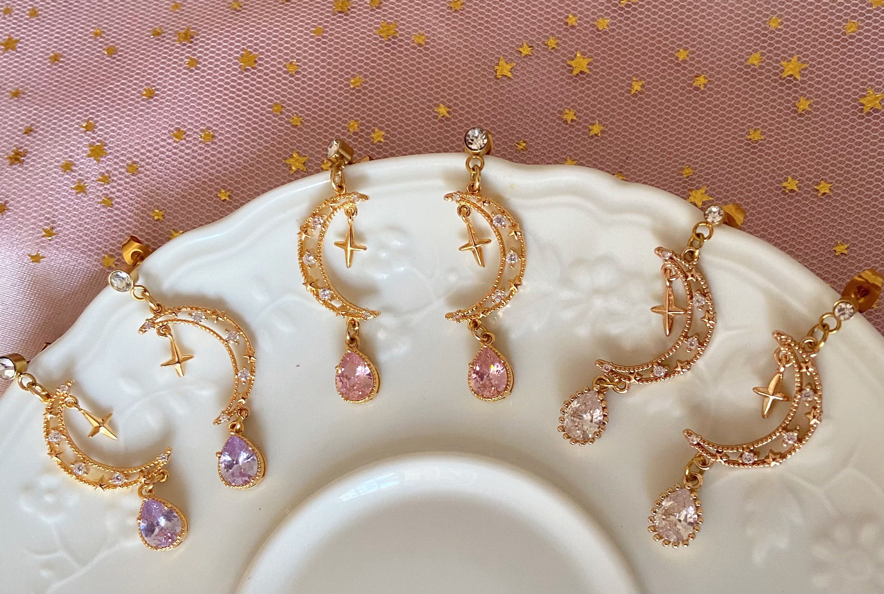 Boucles d'oreilles lunes et zirconium