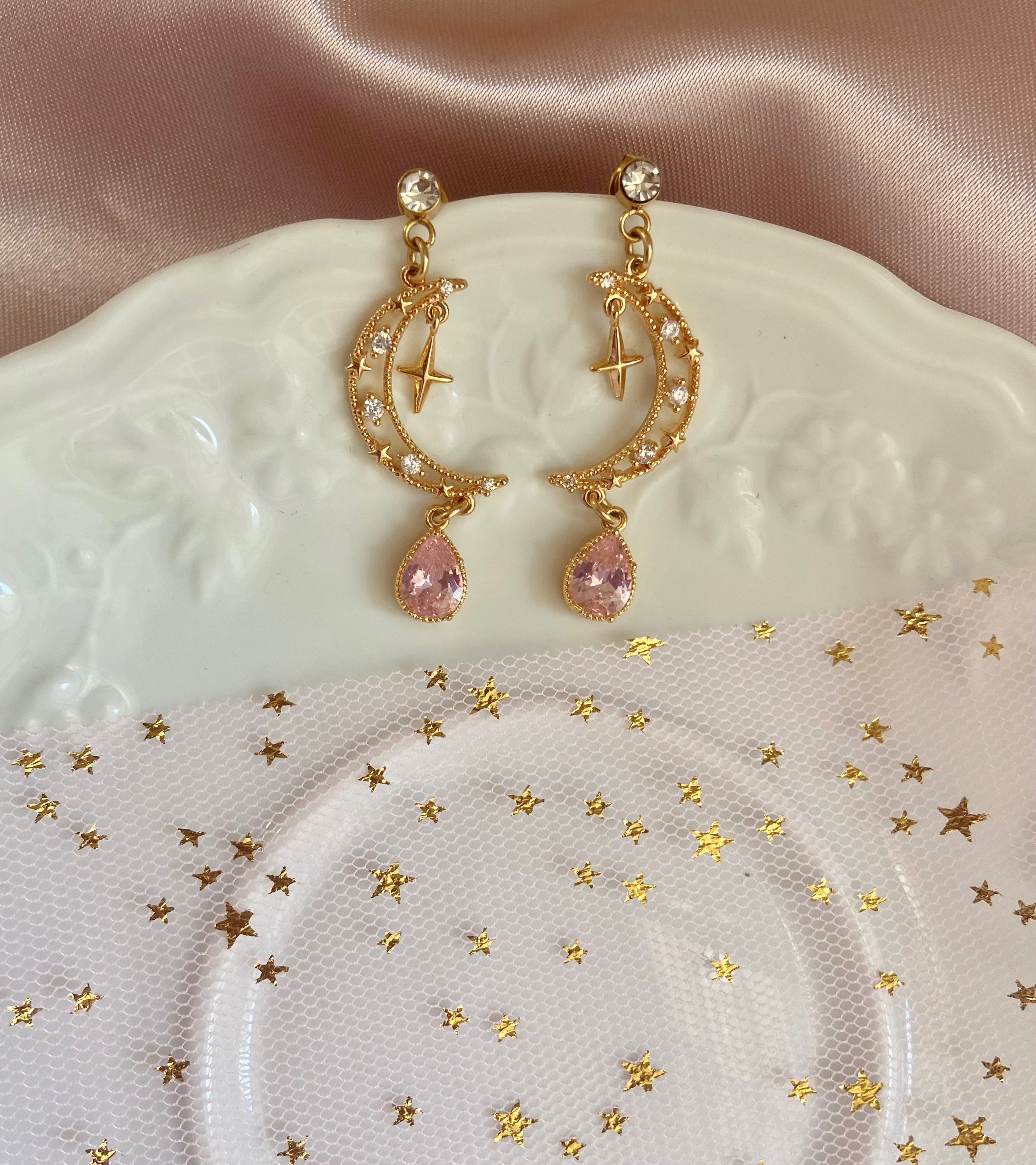 Boucles d'oreilles lunes et zirconium
