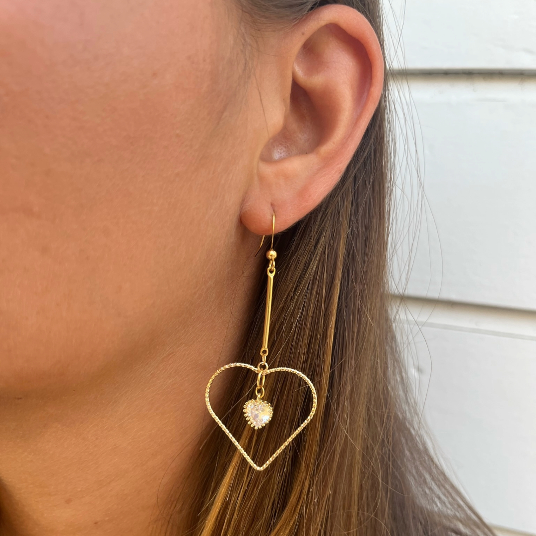 Boucles d'oreilles coeur de diamant