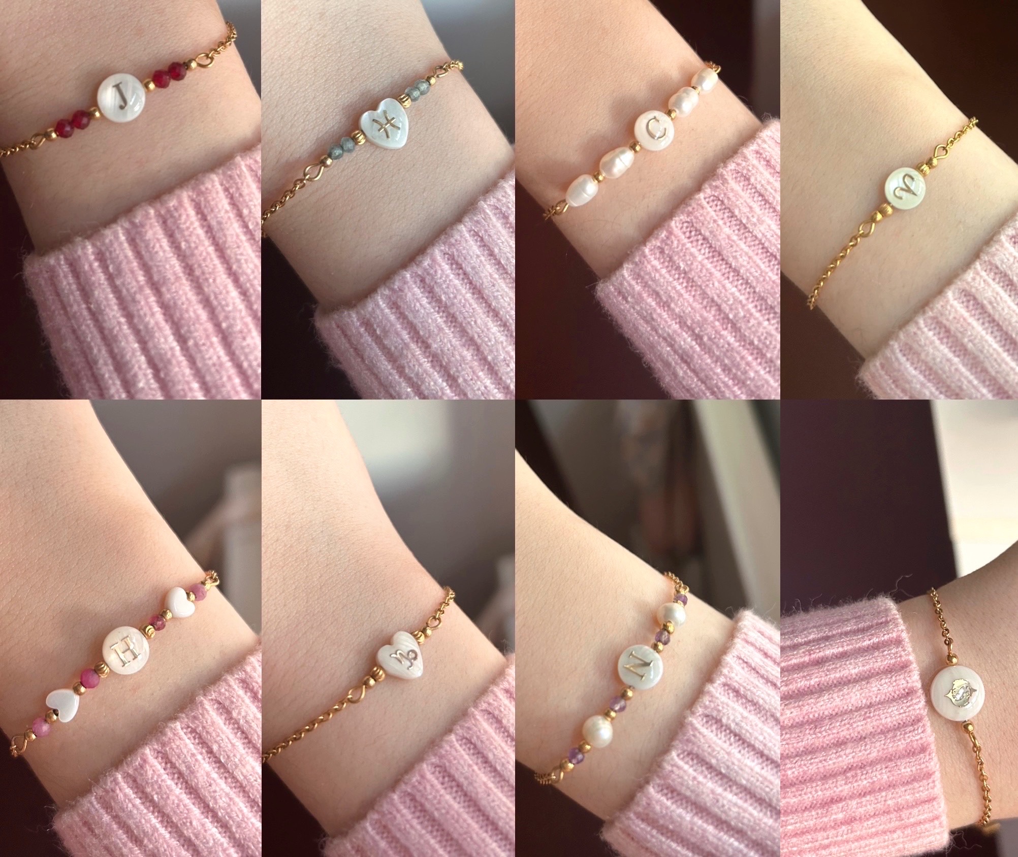 Bracelet personnalisé, lettre, initiale / signe astrologique