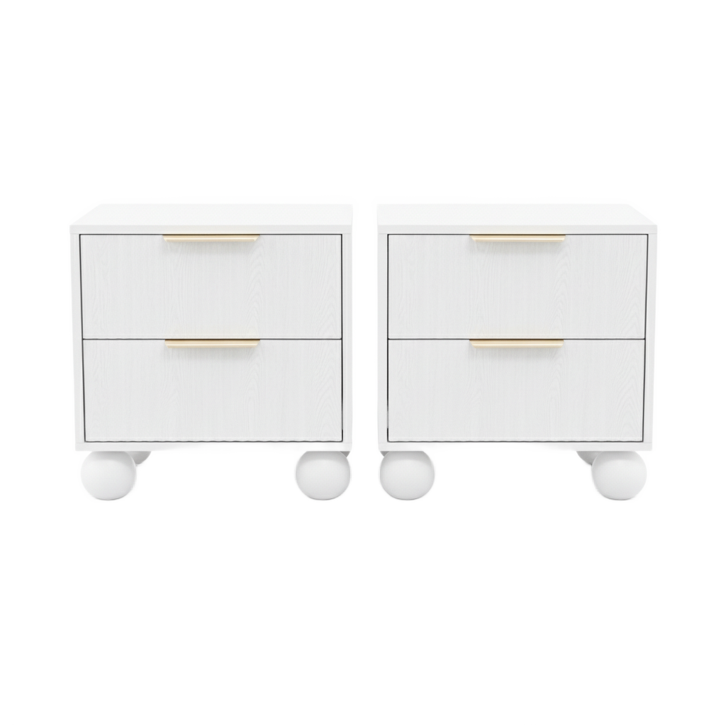 Marcellè White Bedside Table - Set of Two