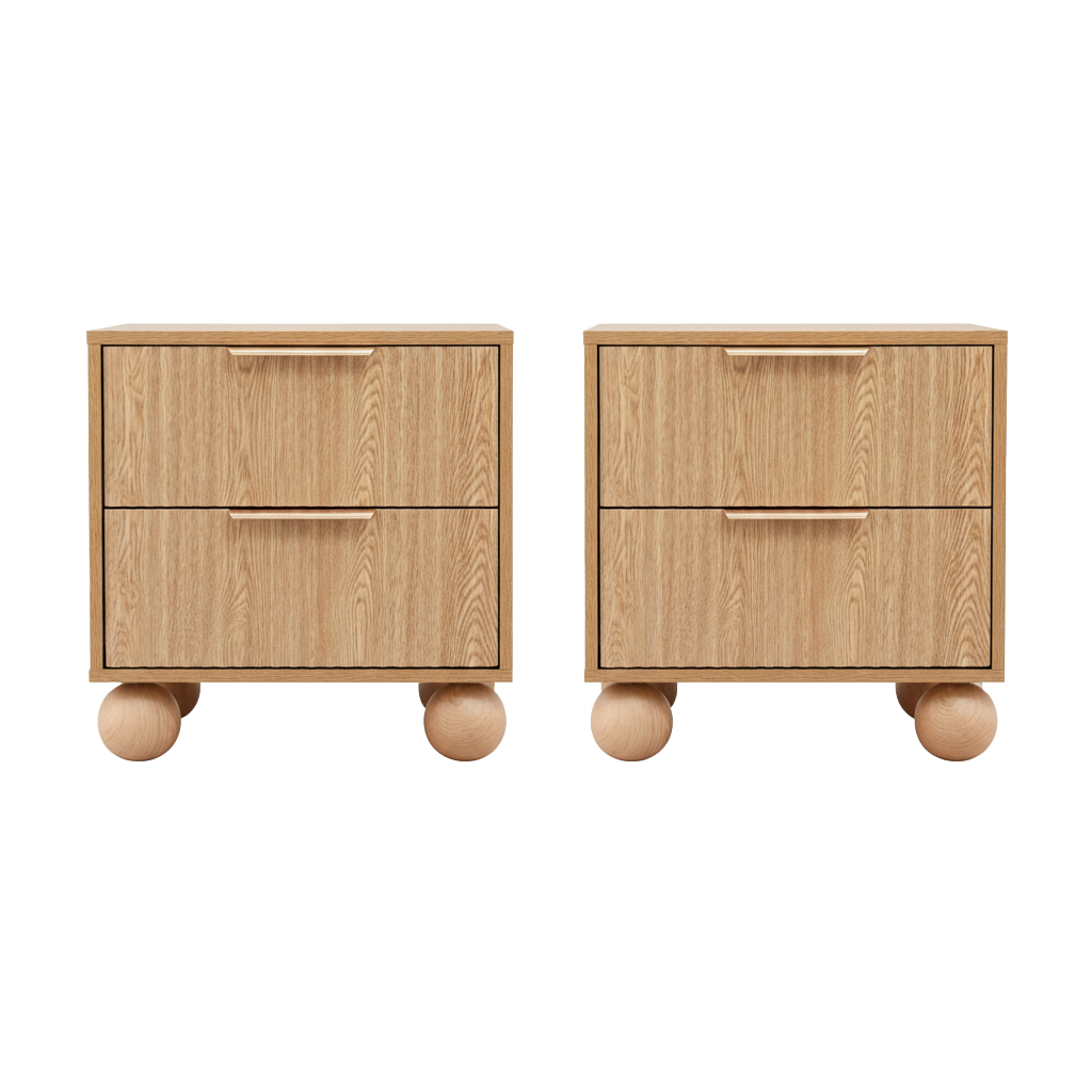 Marcellè Natural Bedside Table - Set of Two