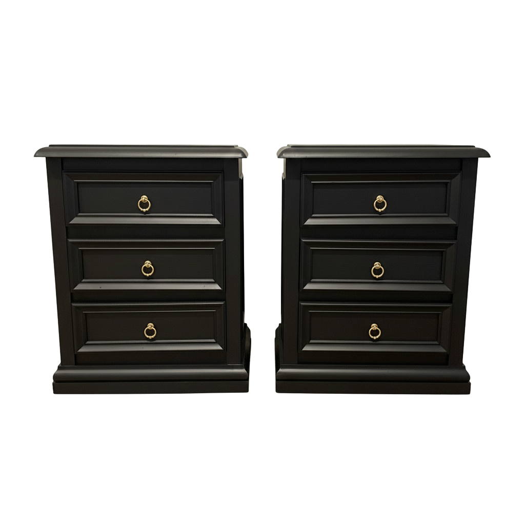 Refurbished Bedside Tables – XL Black (Set of Two)