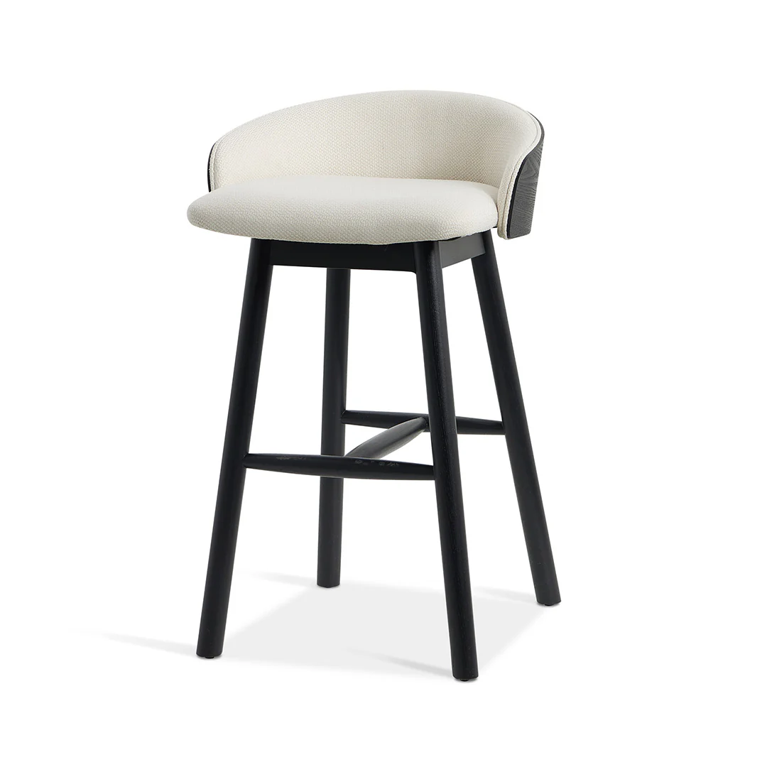 Levaro 65cm Bar Stool – Black & Beige
