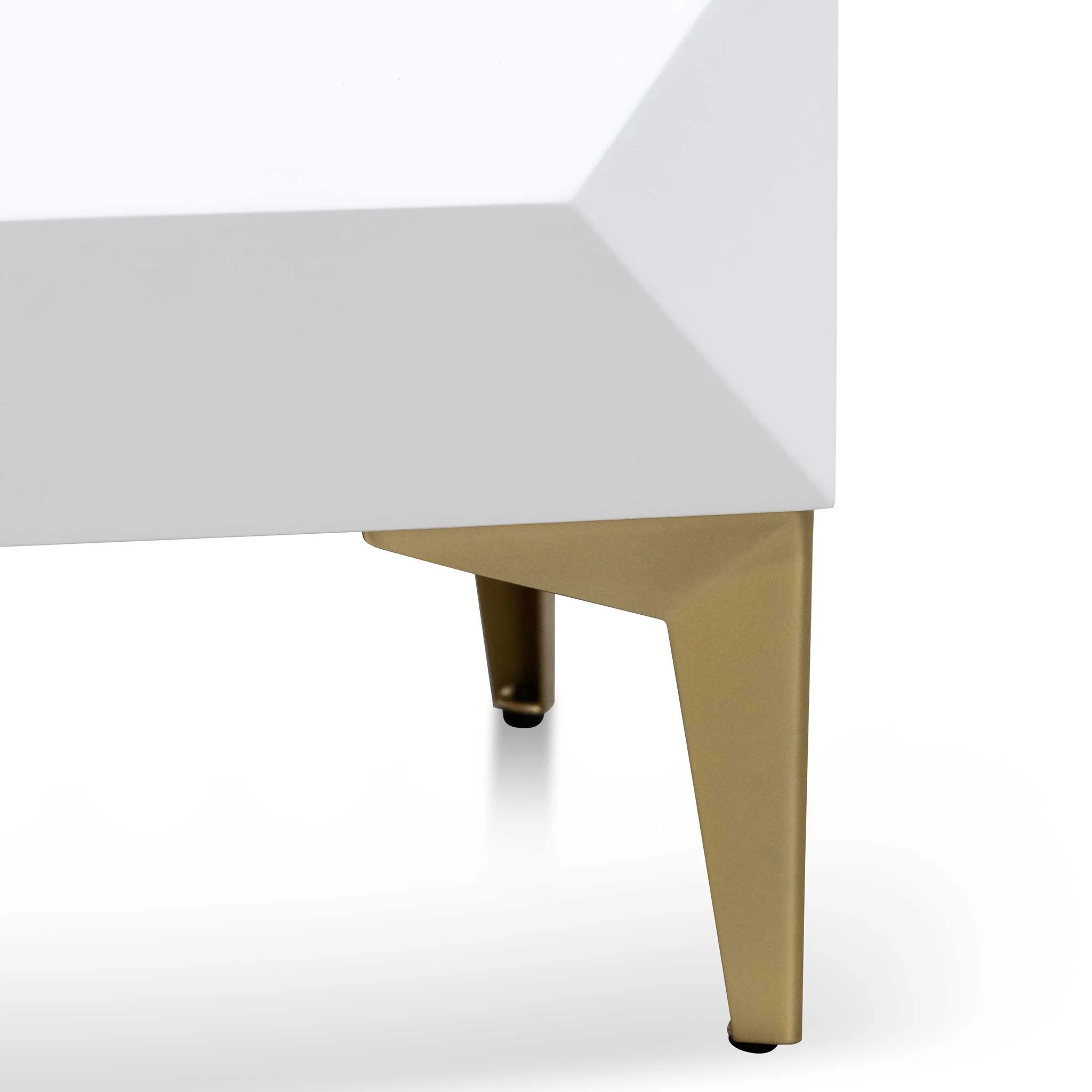 Arden Side Table – White Timber and Gold Base
