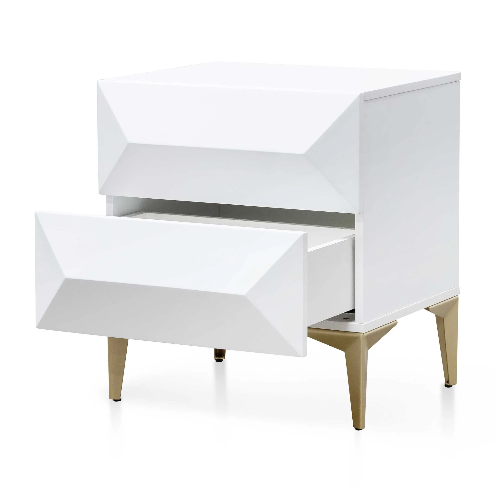 Arden Side Table – White Timber and Gold Base