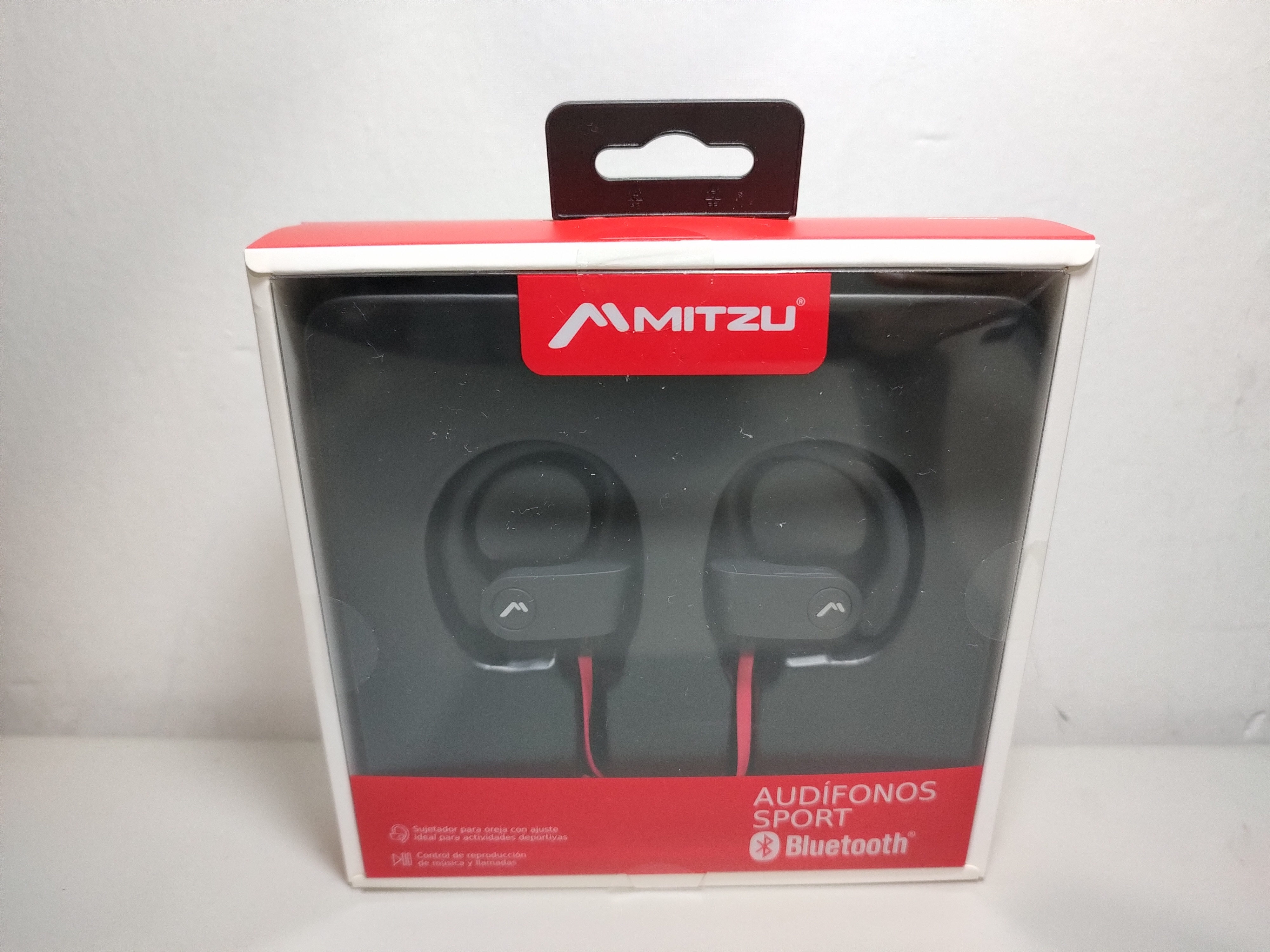 Audífono sport con sujetador, rojo con negro