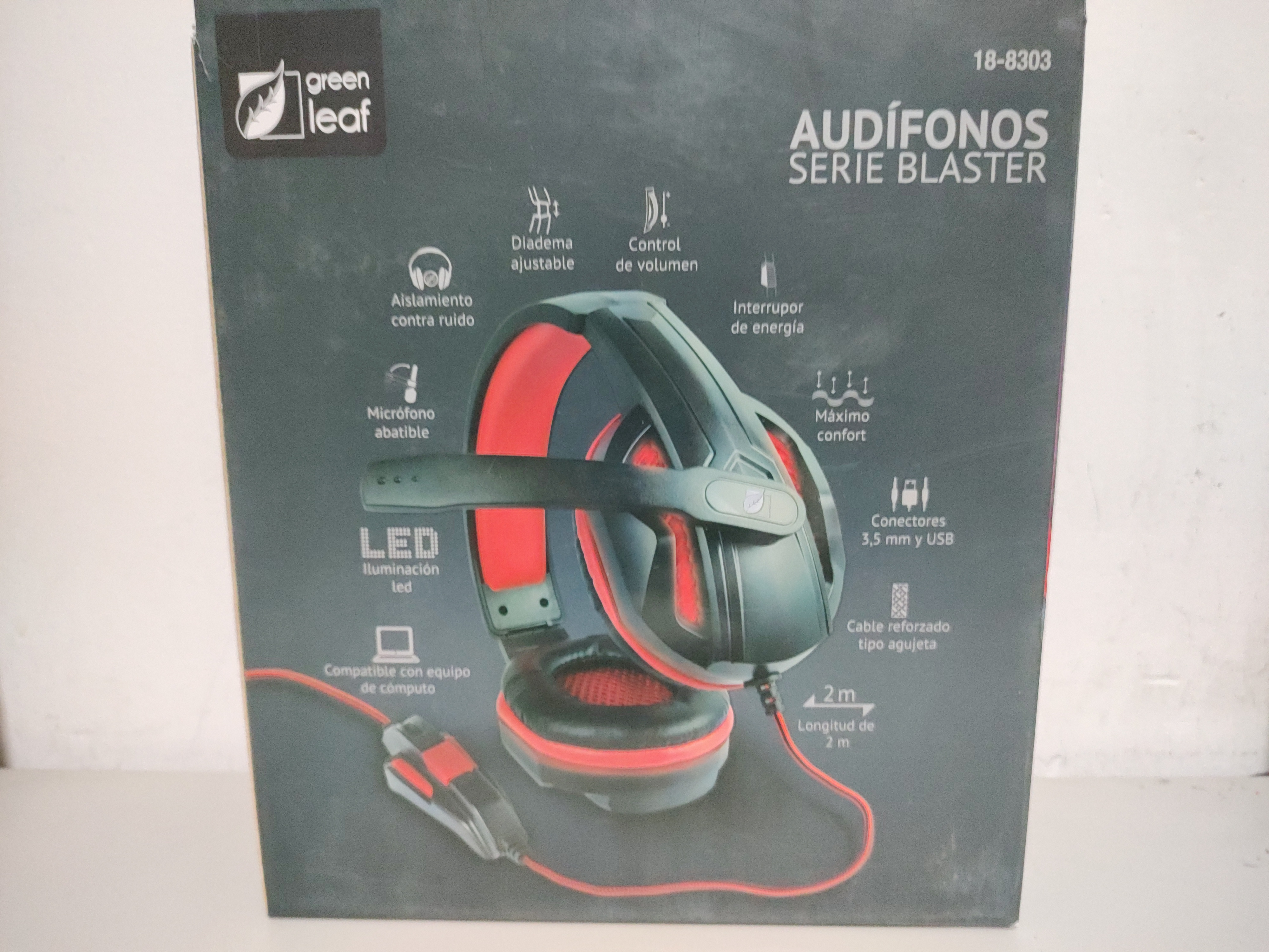 Audifonos 18 8303 Mitzu Green Leaf Diadema Gaming con Luz -End-
