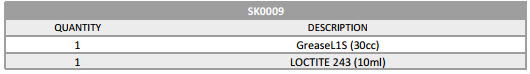 SK0009-A ERA V1/V2/LT lowers service kit for customer - grease and loctite