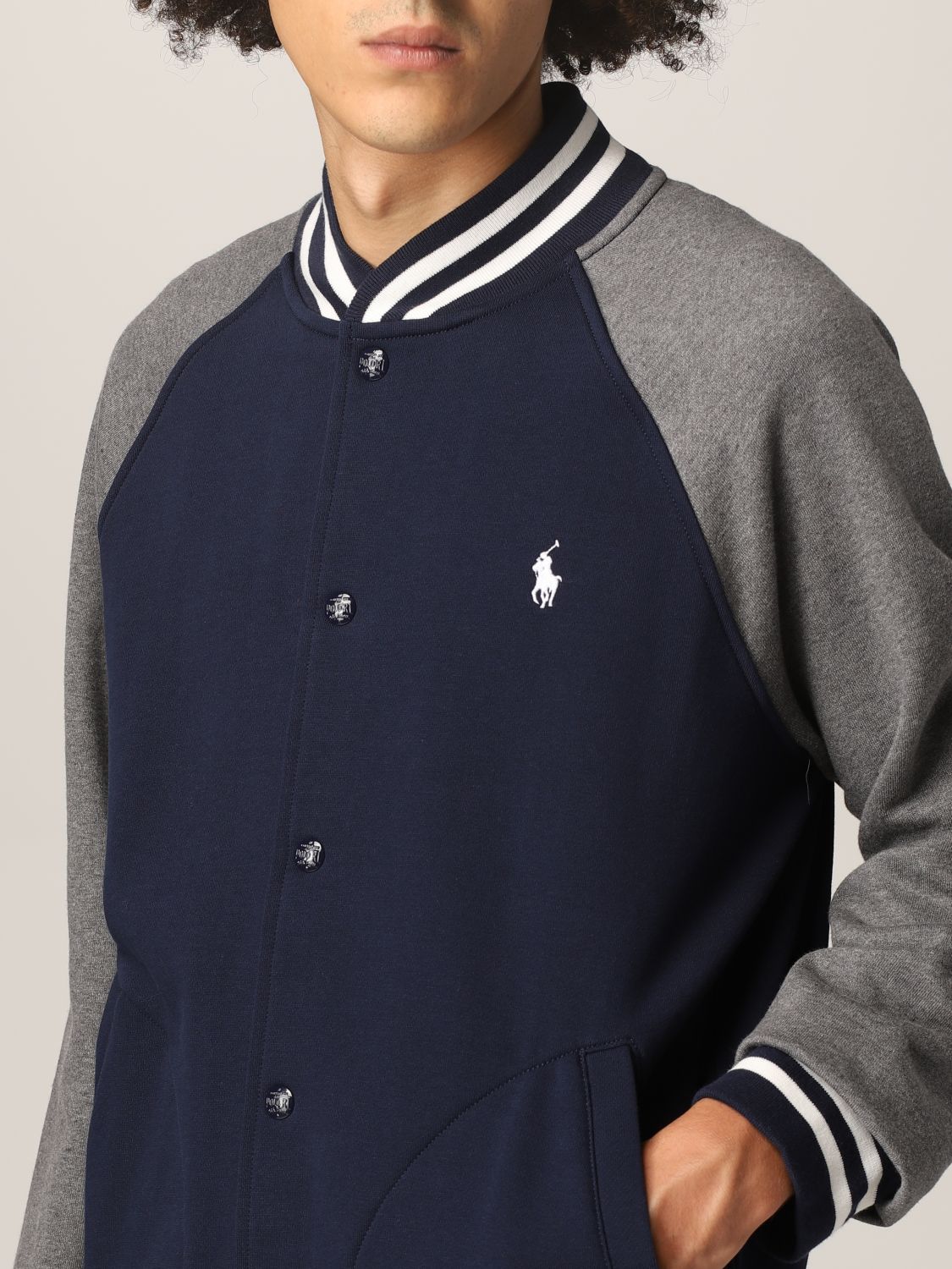 0- Bomber / veste Polo Ralph Lauren / bleu marine et gris