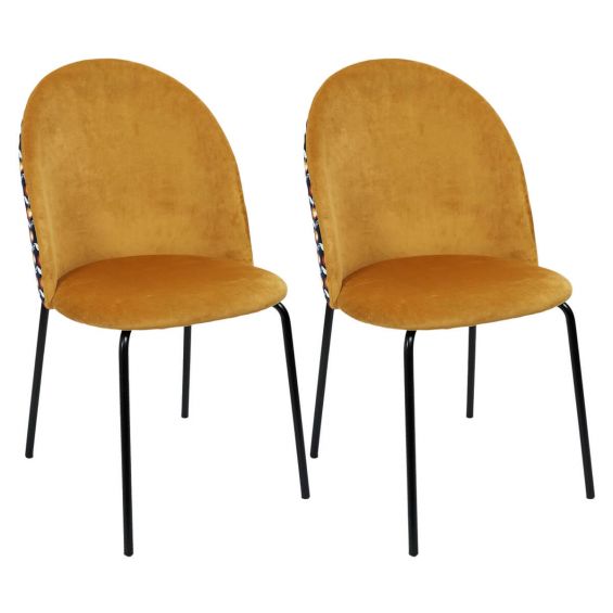 Lot de 2 Chaises en Velours  jaune moutarde/ Rétro de la gamme Bibbo
