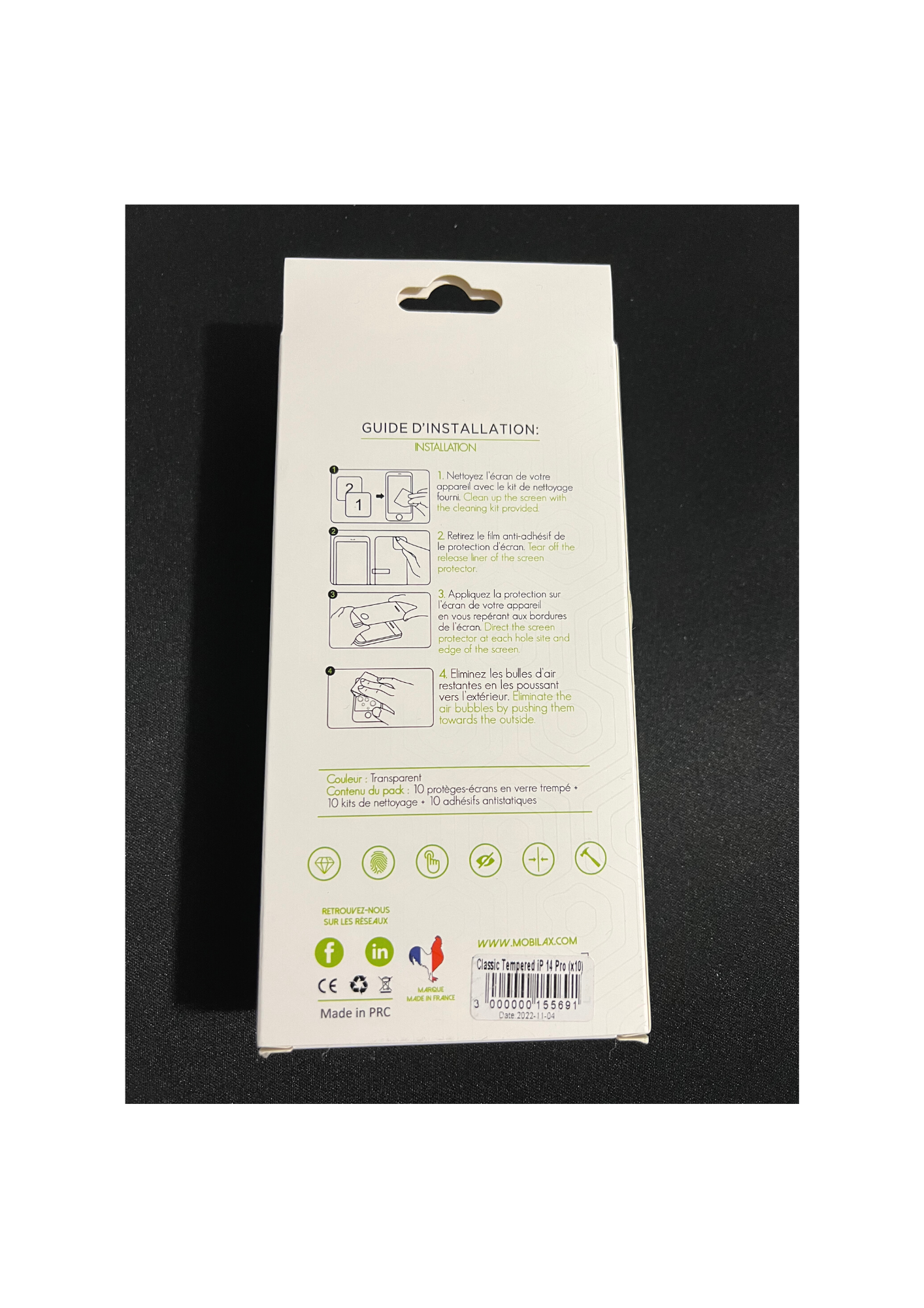 Apple Iphone 14 Pro: coque + film de protection pour écran