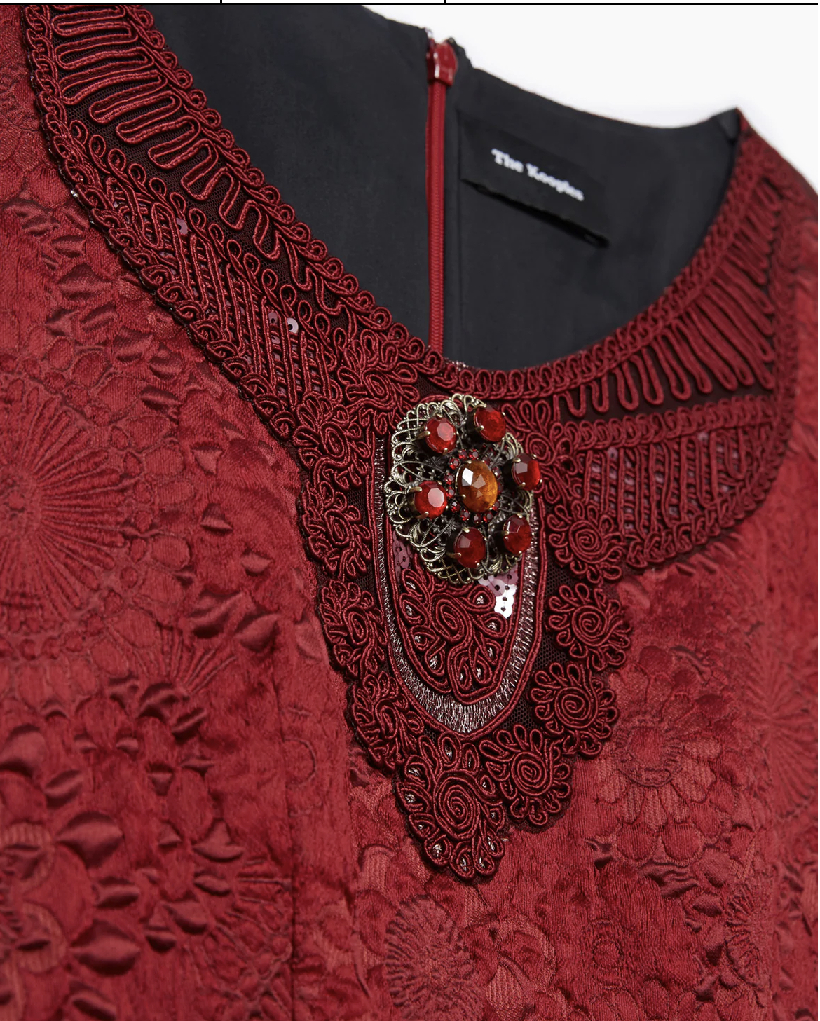 The KOOPLES moonlight Robe jacquard rouge plastron 
