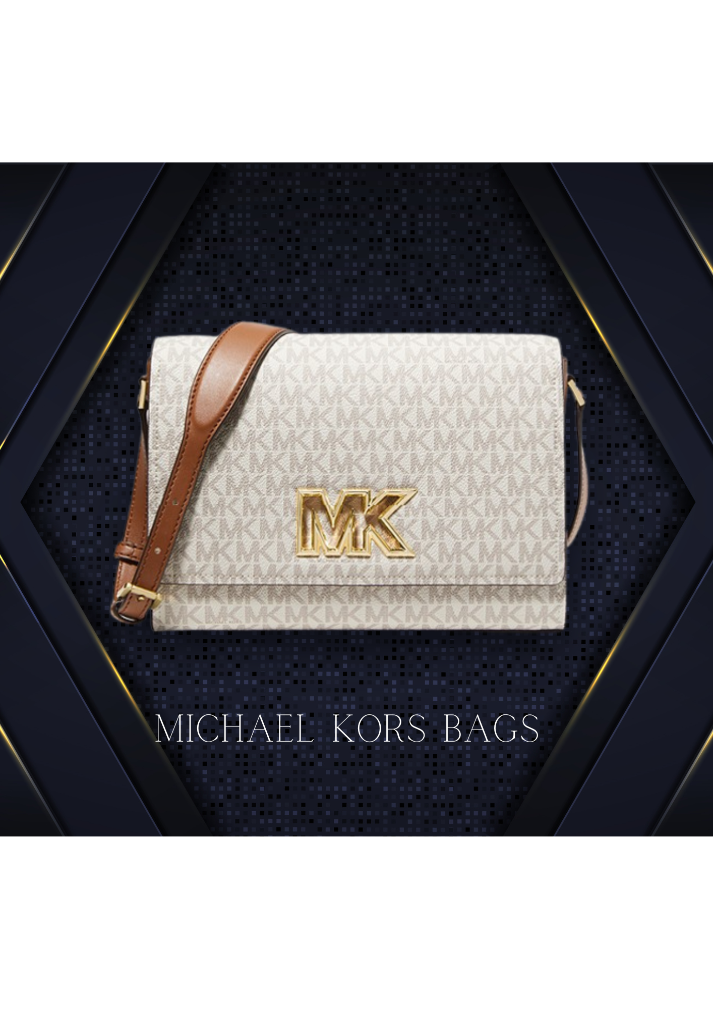 00- MICHAEL KORS Sac messager moyen à logo Mimi