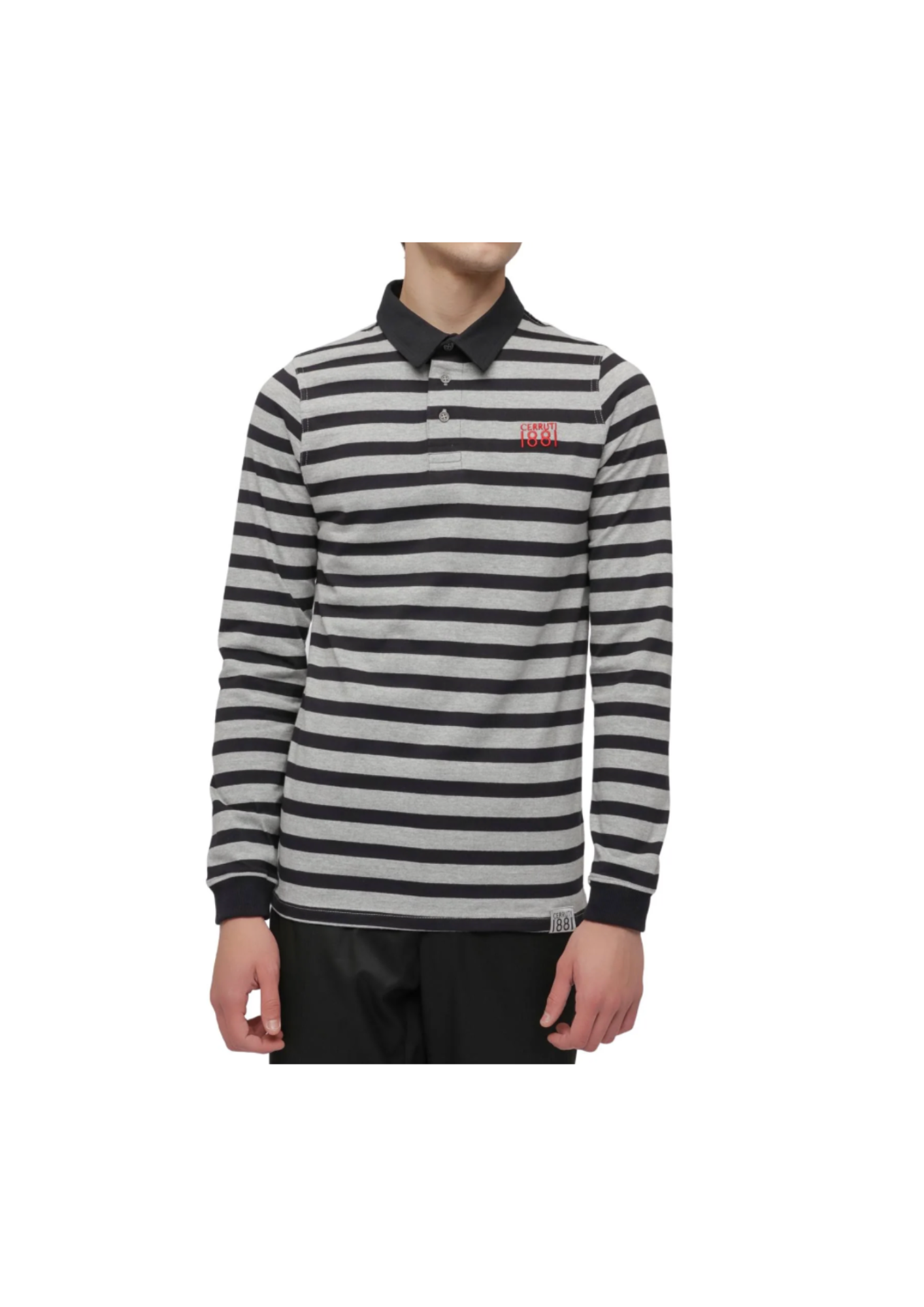 Polo manches longues rayures Cerruti 1881 Calabria - Gris
