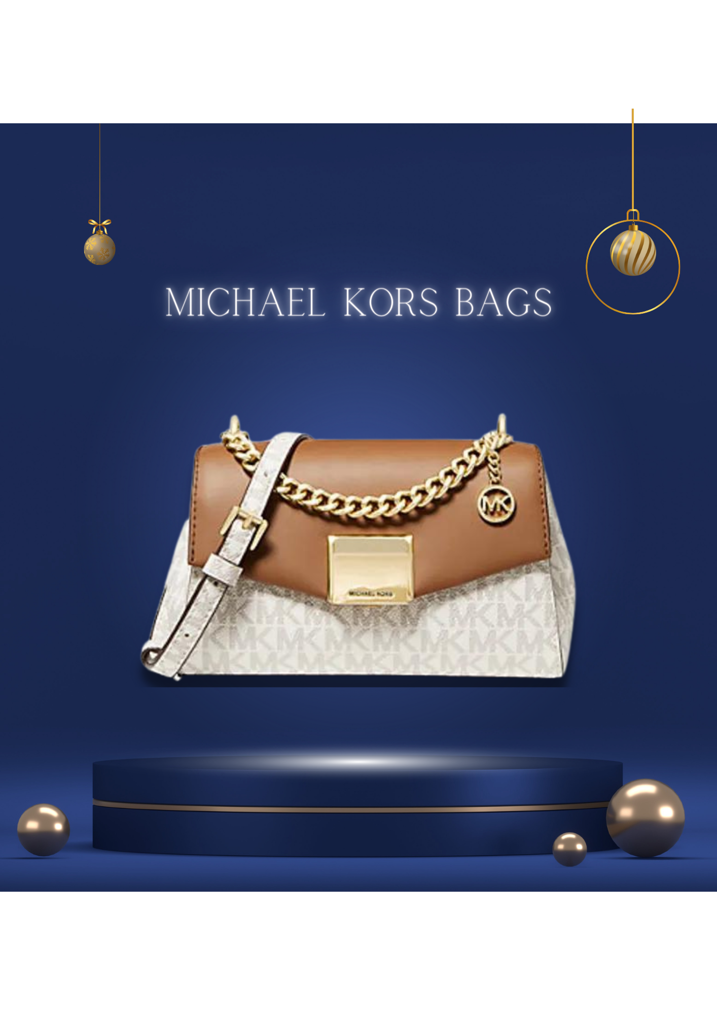 00- MICHAEL KORS Petit sac à bandoulière en cuir et logo bicolore Lita