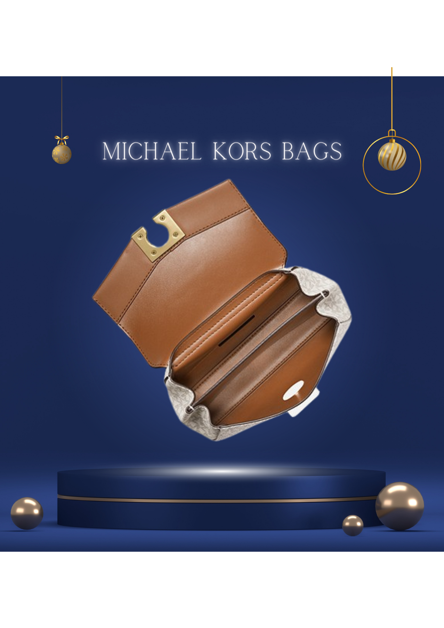 00- MICHAEL KORS Petit sac à bandoulière en cuir et logo bicolore Lita