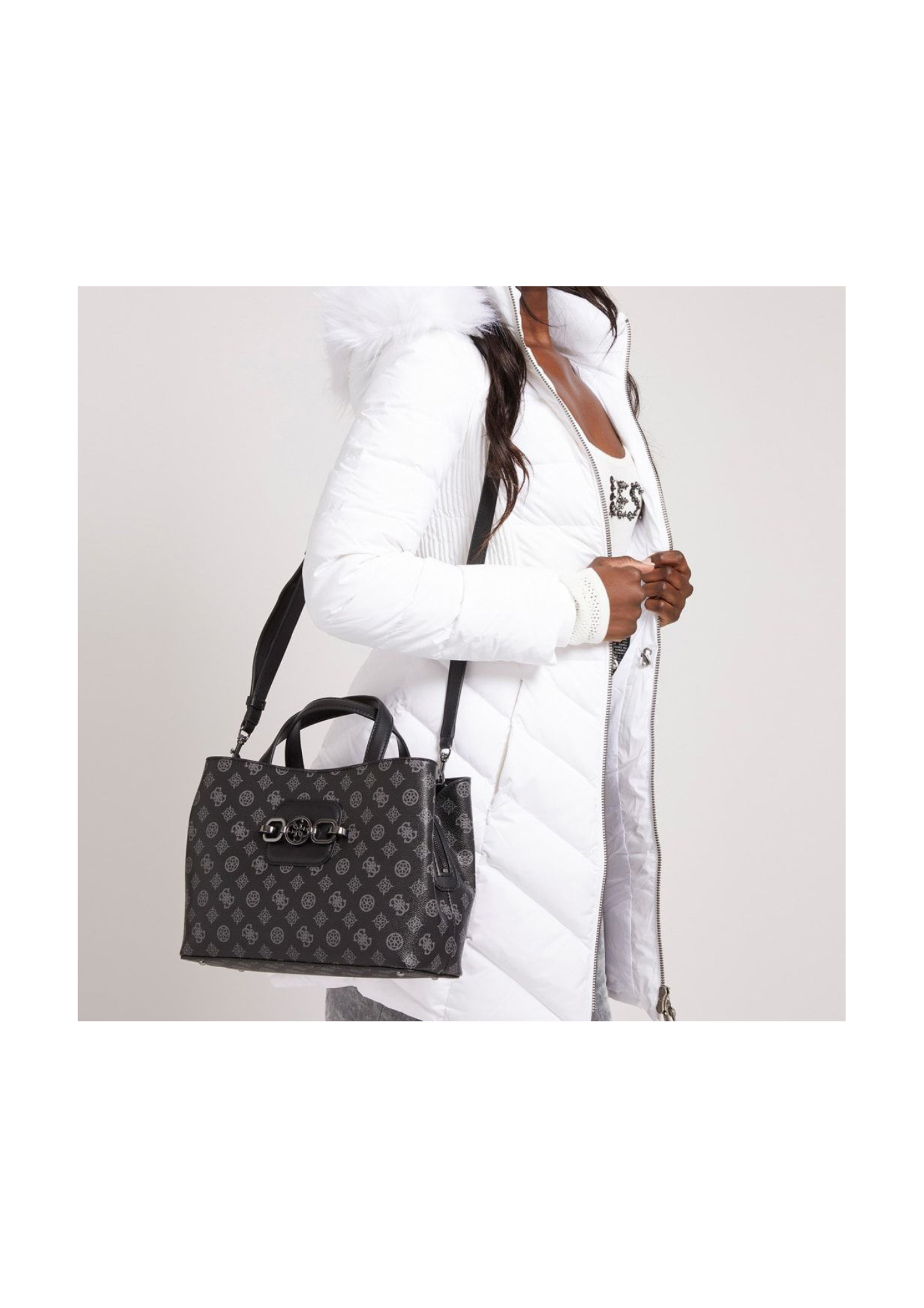 GUESS - Sac à main Hensely Logo - noir