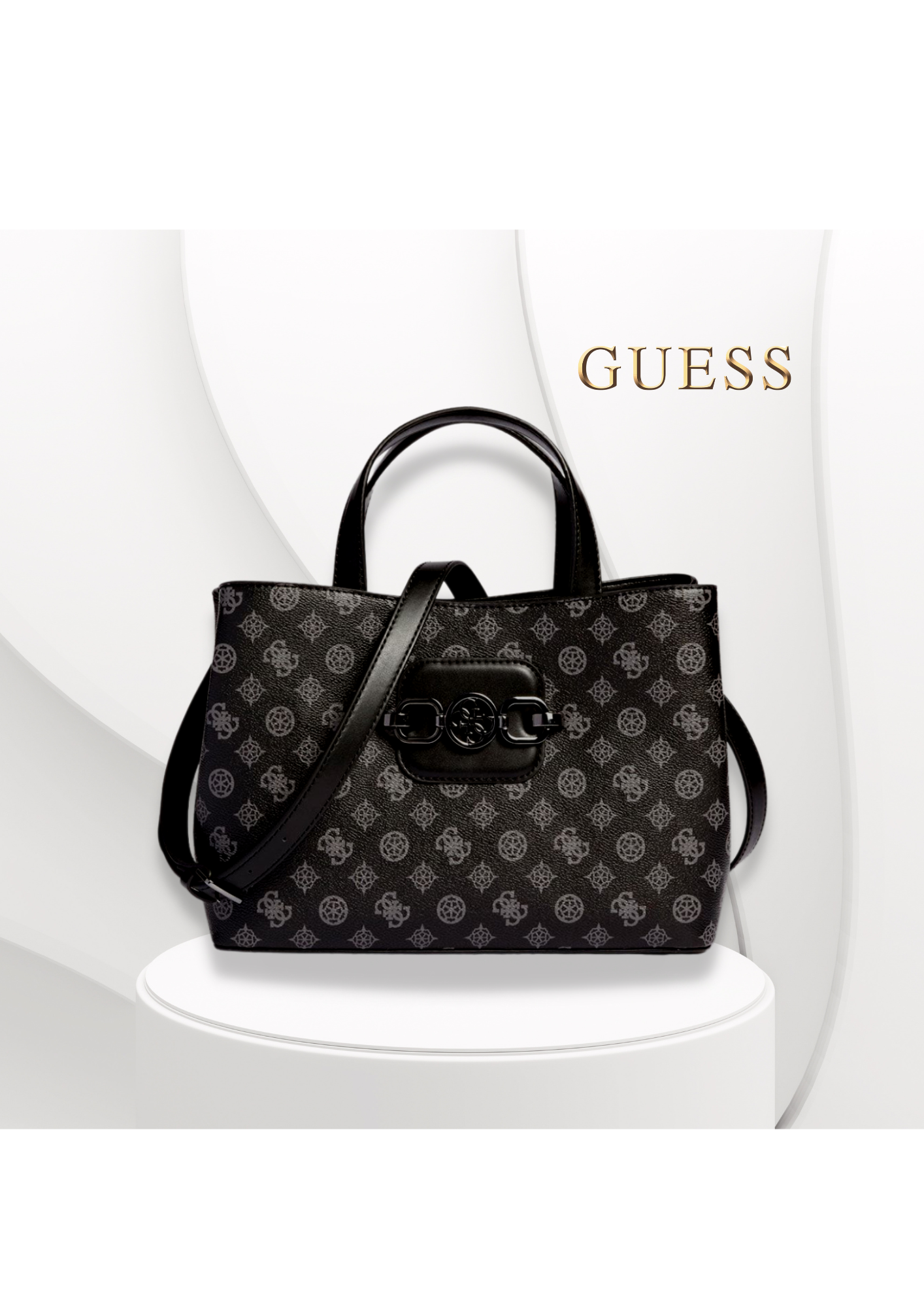 GUESS - Sac à main Hensely Logo - noir