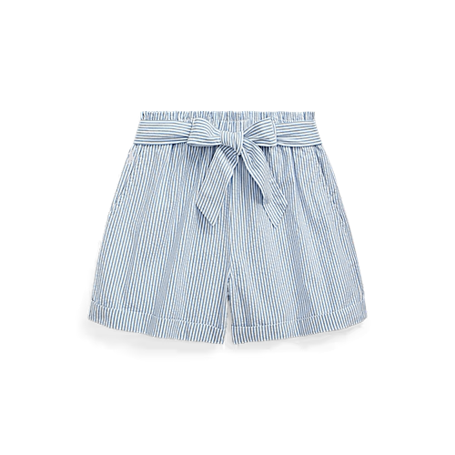 Polo Ralph Lauren Short en seersucker de coton à rayures bleues et blanches