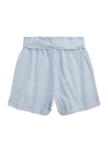 Polo Ralph Lauren Short en seersucker de coton à rayures bleues et blanches