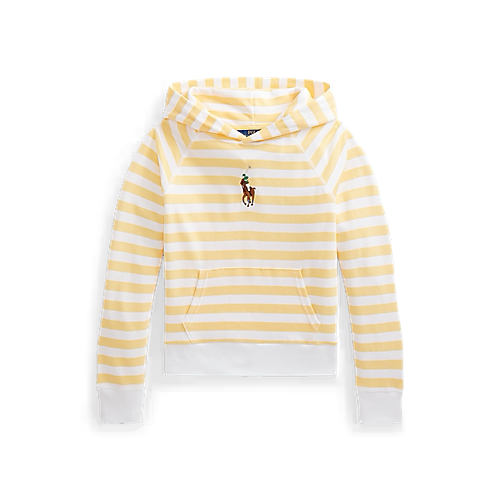 Polo Ralph Lauren Sweat à capuche pour fille rayé jaune et blanc