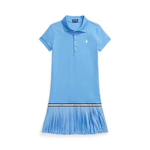 Polo Ralph Lauren Robe polo bleue jupe plissée