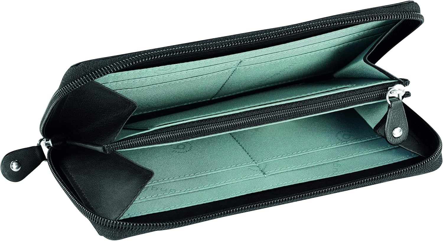 Bugatti Horizon Portefeuille en cuir pour femme - plusieurs compartiments format paysage, noir