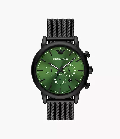 Montre Armani pour homme chronographe en acier inoxydable noire AR11470