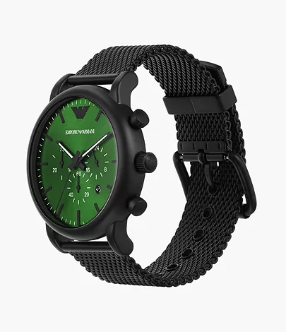 Montre Armani pour homme chronographe en acier inoxydable noire AR11470