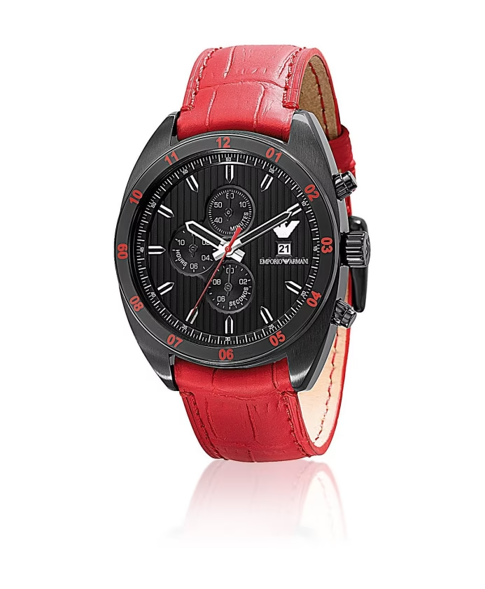 Montre Emporio armani pour homme AR5918 (ø 44 mm) bracelet rouge effet croco