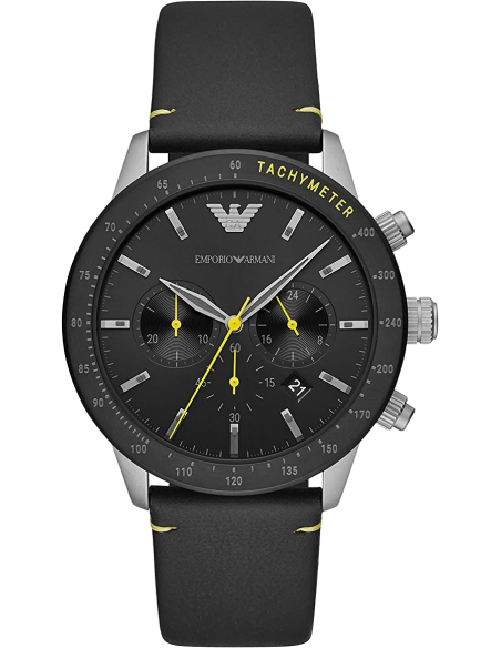 Montre Emporio Armani Mario AR11325 Chronographe sport noire et jaunes