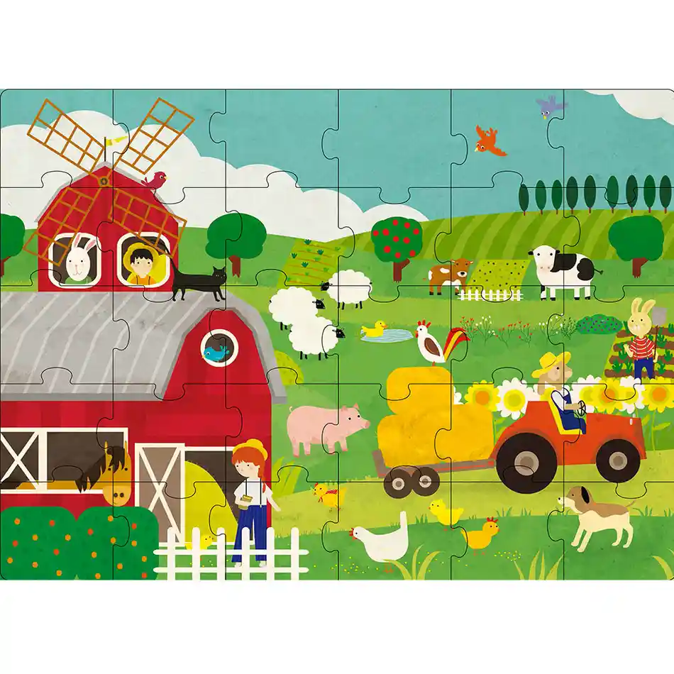 Sassi - La ferme Livre + puzzle géant (30 pièces)