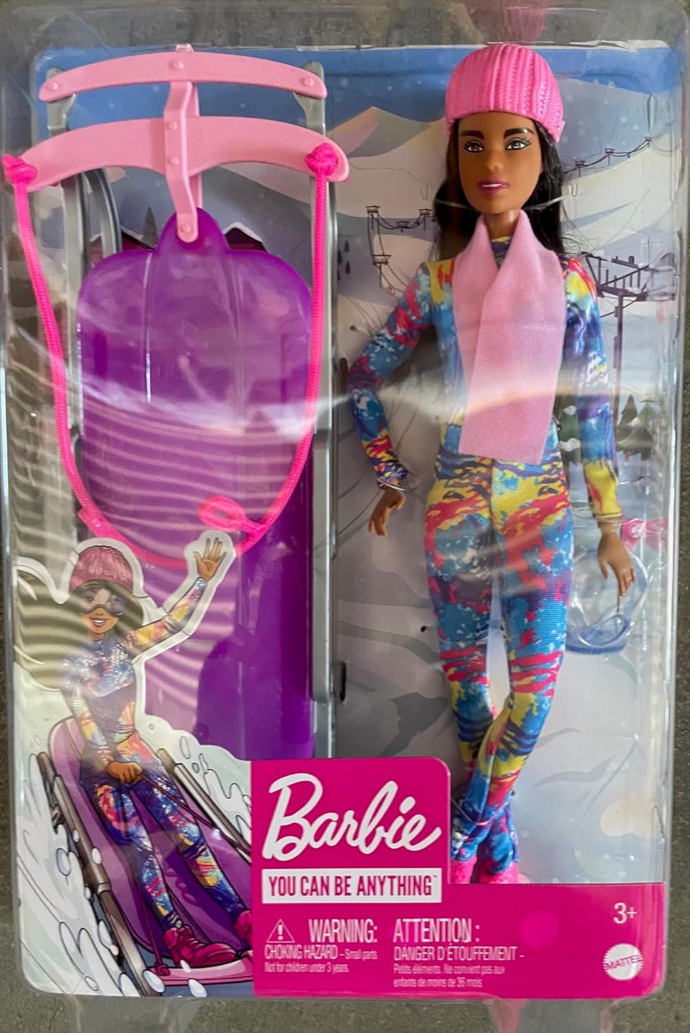 Mattel Poupée Barbie avec luge - barbie à la neige
