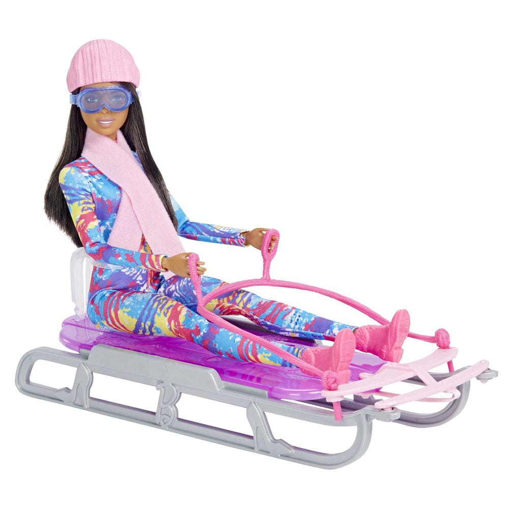 Mattel Poupée Barbie avec luge - barbie à la neige