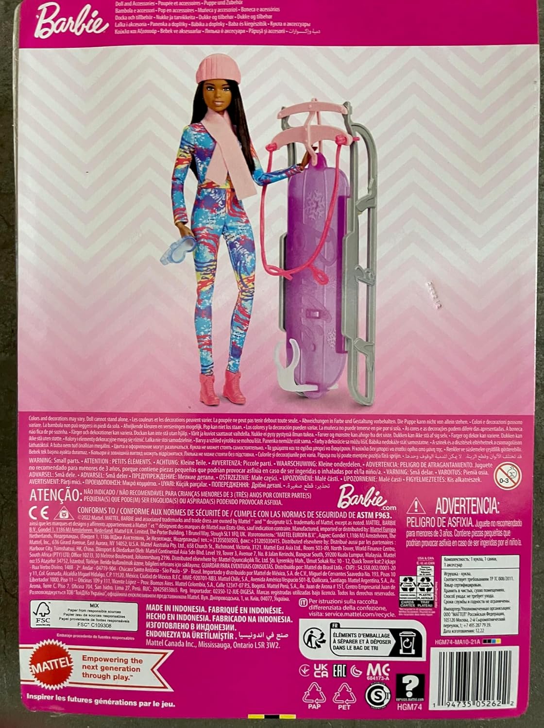 Mattel Poupée Barbie avec luge - barbie à la neige