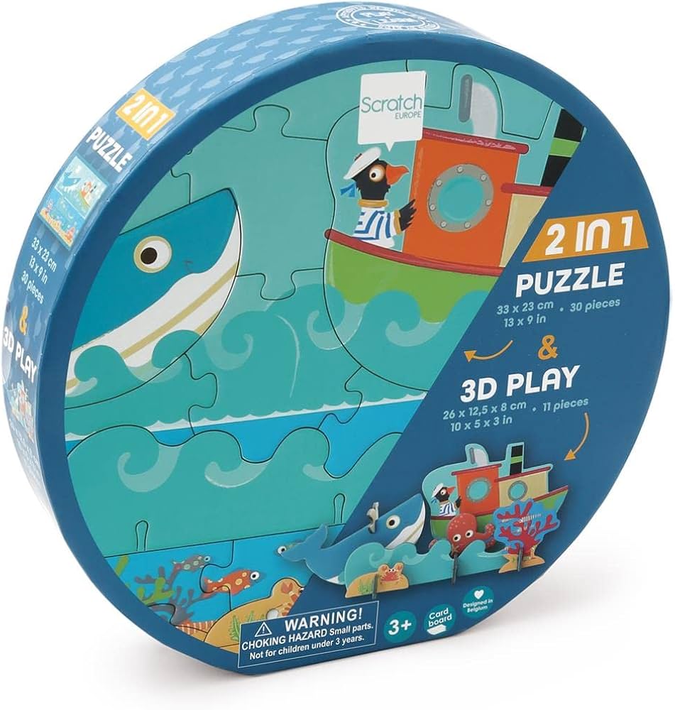 SCRATCH EUROPE - Jeu puzzle 2 en 1 - 3D Océan 30 pièces