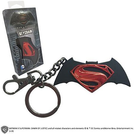 Porte-clés Batman vs Superman logos métal noir et rouge DC comics