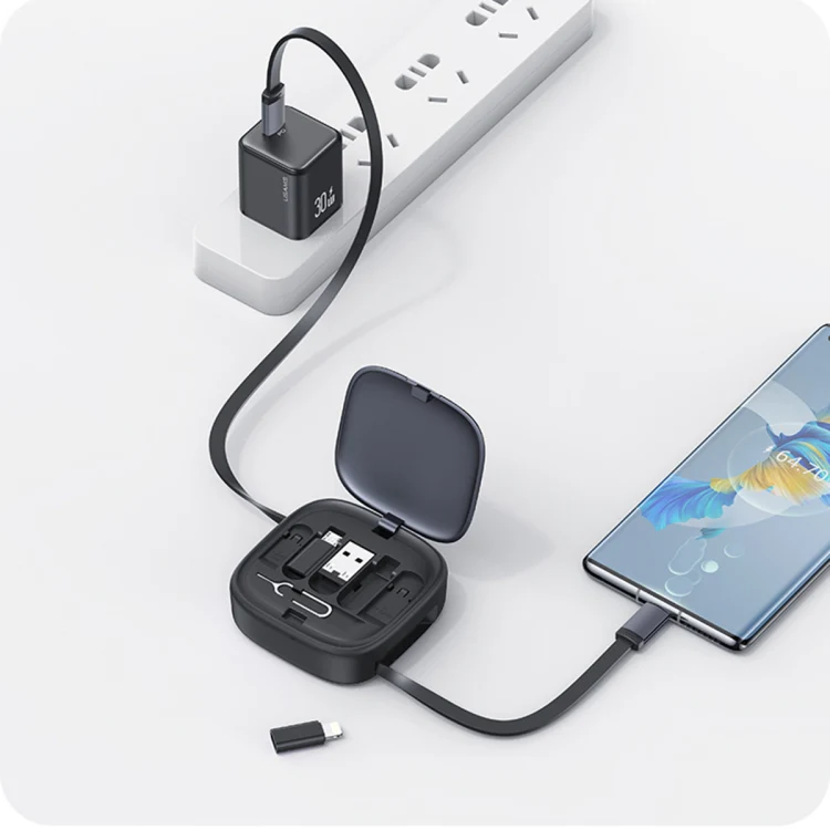  USAMS Câble de charge rapide U87 60 W avec boîte de rangement multifonctionnelle
