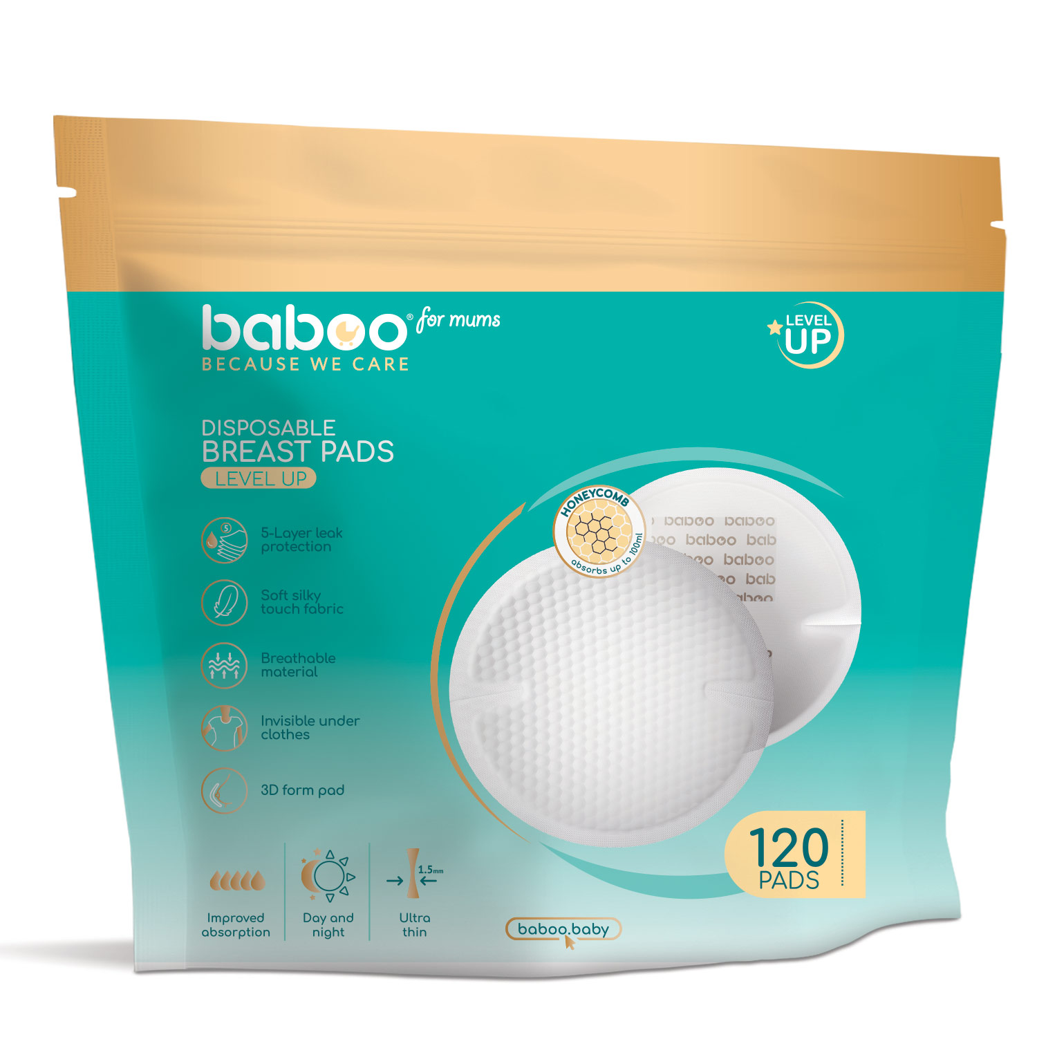 BABOO - Coussinets d'allaitement jetables - 120 pièces