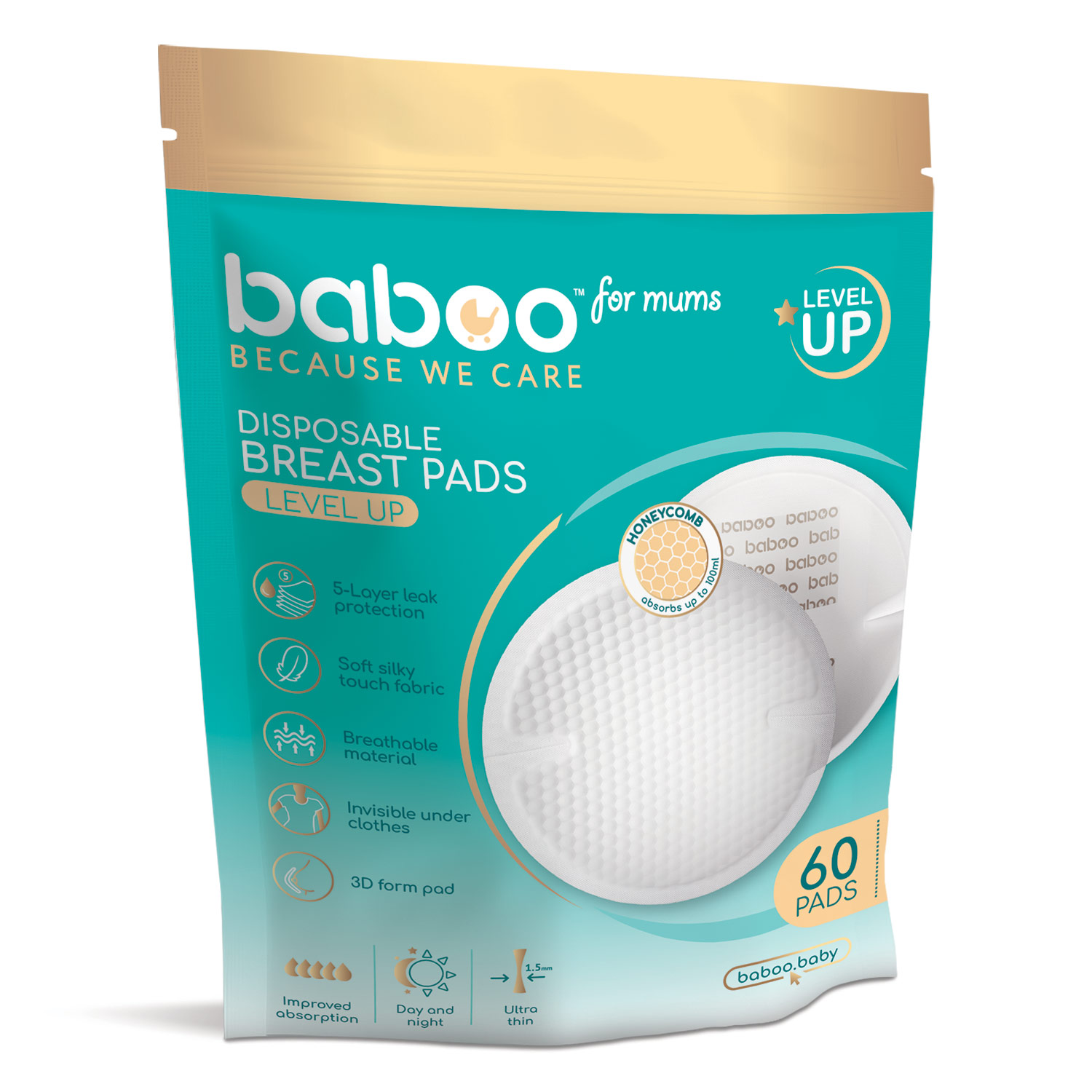 BABOO - Coussinets d'allaitement jetables - 60 pièces